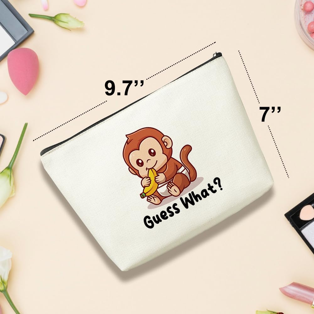 Funny Monkey Makeup Bag for Women & Girls - Cute Cosmetic Pouch for Animal Lovers - Perfect Gift for Sister, Best Friend, Daughter, Coworker - Great for Travel, School, Birthday, Christmas & Mother's Day