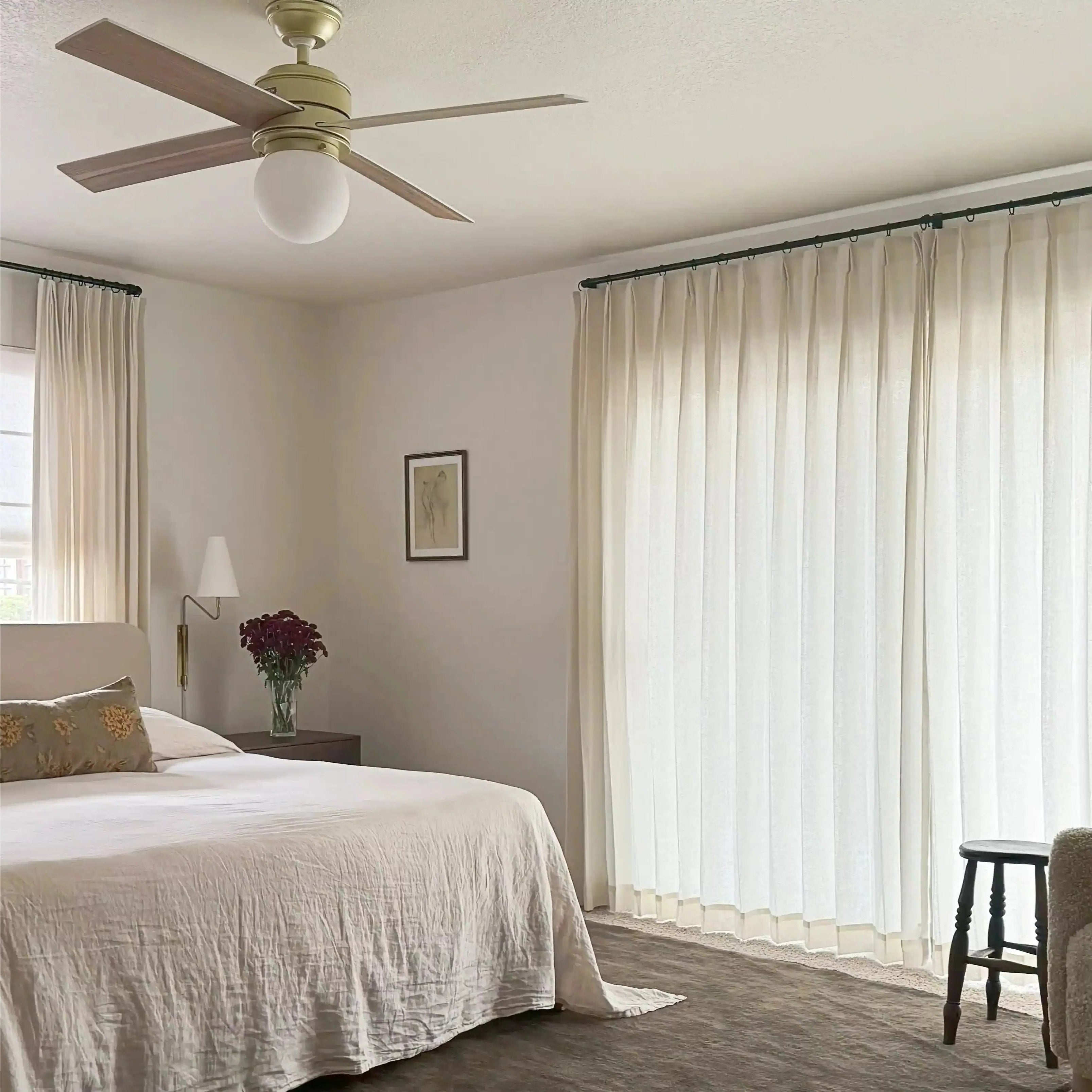 Ron Linen Herringbone Custom Pleated Curtains - Blackout Drapes for Living Room, Bedroom & Home Decor (Set of 2 Panels)