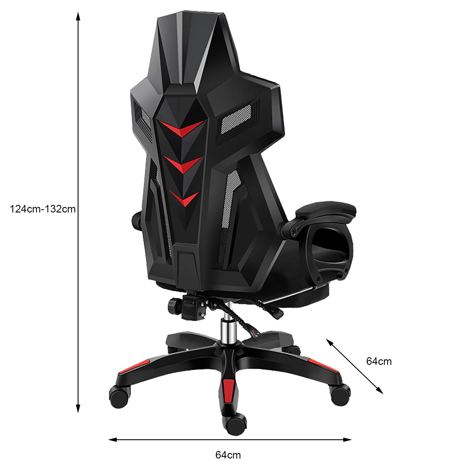 Premium Ergonomic Gaming Chair with Lumbar Support & Breathable Mesh Back - Adjustable Height, Hidden Leg Rest - Perfect for PC Gaming, Office Work & Home Use