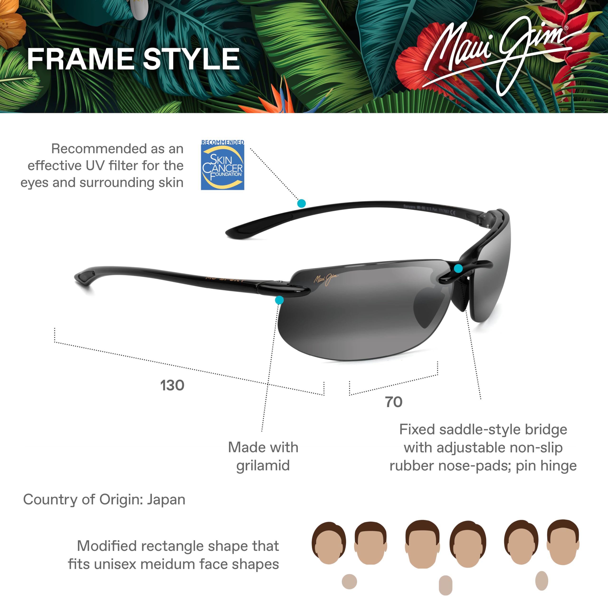 Maui Jim Women's Banyans Asian Fit Sport Sunglasses - Polarized UV Protection for Running, Hiking & Outdoor Activities