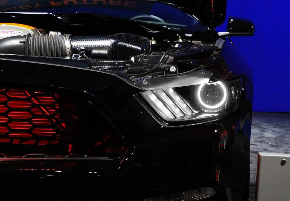 Bright White LED Halo Rings for 2015-2017 Pre-LCI Ford Mustang Headlights - DRL Angel Eyes for Enhanced Visibility & Style