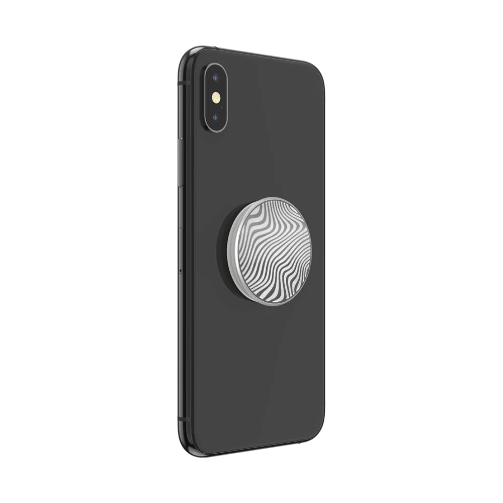 PopSockets 手机支架 - 可扩展支架与可更换激光切割金属地形波顶盖，适用于办公、旅行和日常使用