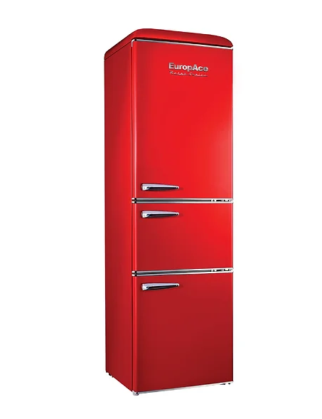 Europace ER 7256W Retro 3-Door Versa Zone Refrigerator - Energy Efficient, Spacious Design for Kitchen, Office, or Garage Use