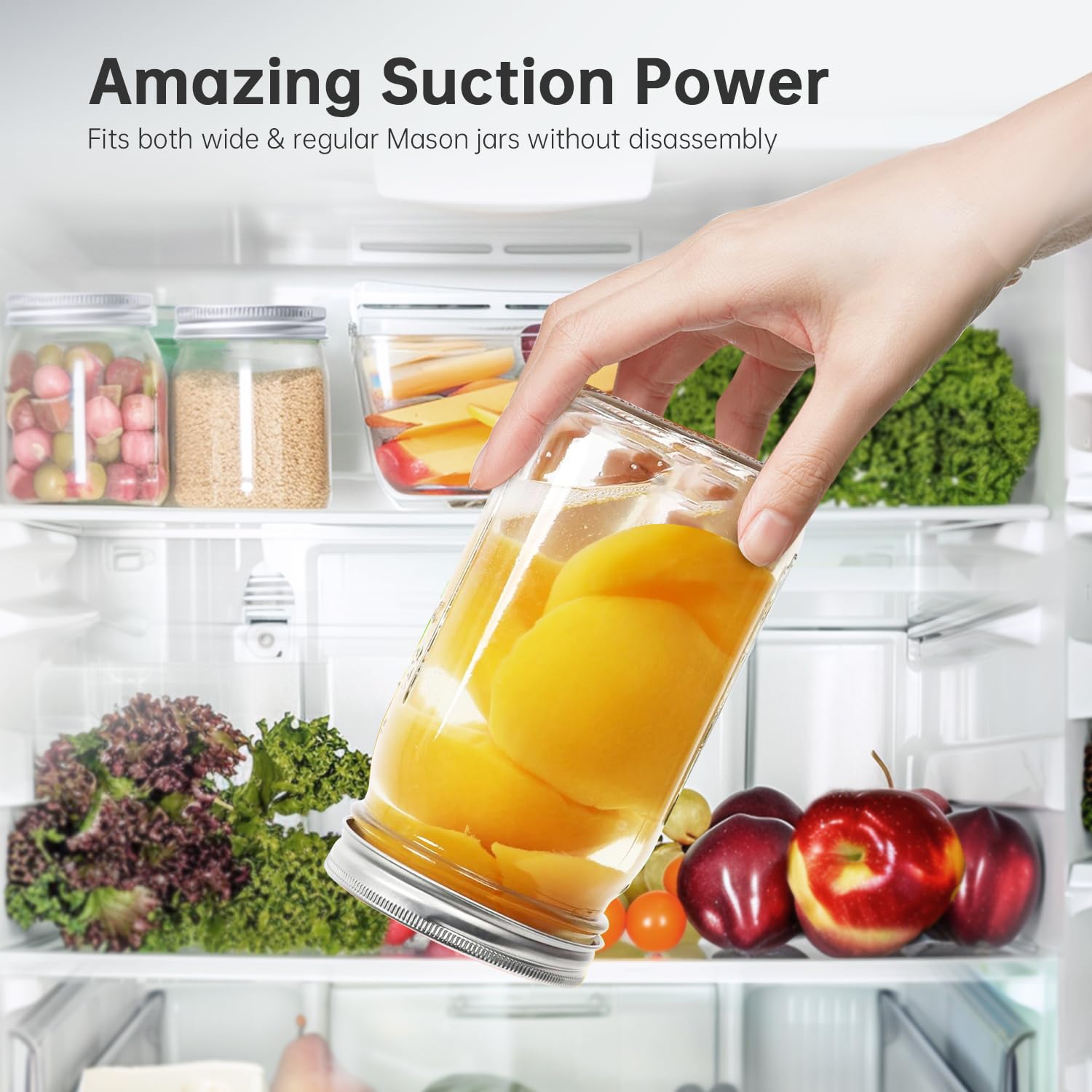**Electric Mason Jar Vacuum Sealer - Upgraded Smart Integrated Design, Auto Stop 1800mAh Rechargeable, Compatible with Wide & Regular Mouth Lids for Food Storage | Perfect for Meal Prep, Canning & Long-Term Preservation**