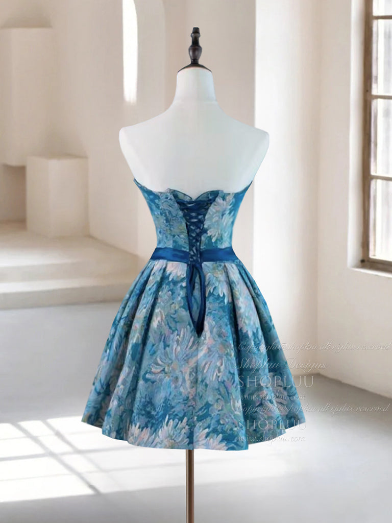Elegant A-Line Satin Blue Short Prom Dress | Homecoming Party Dress for Teens | Perfect for School Dances, Formal Events & Special Occasions