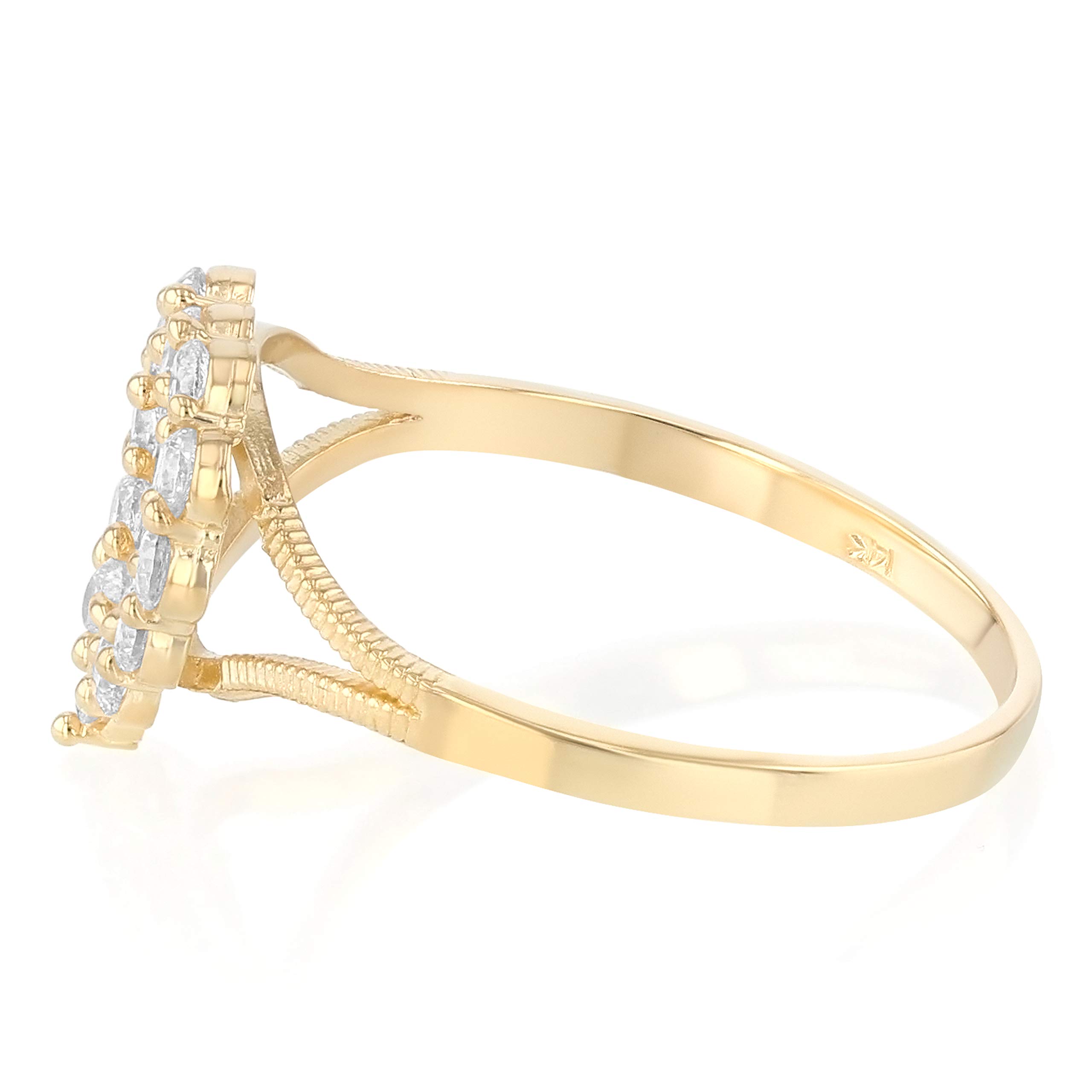 14K Solid Tri-Color Gold Sweet 15 Anos Birthday Ring - Heart Cut Cubic Zirconia Quinceanera Jewelry for 15th Birthday Celebration & Special Occasions