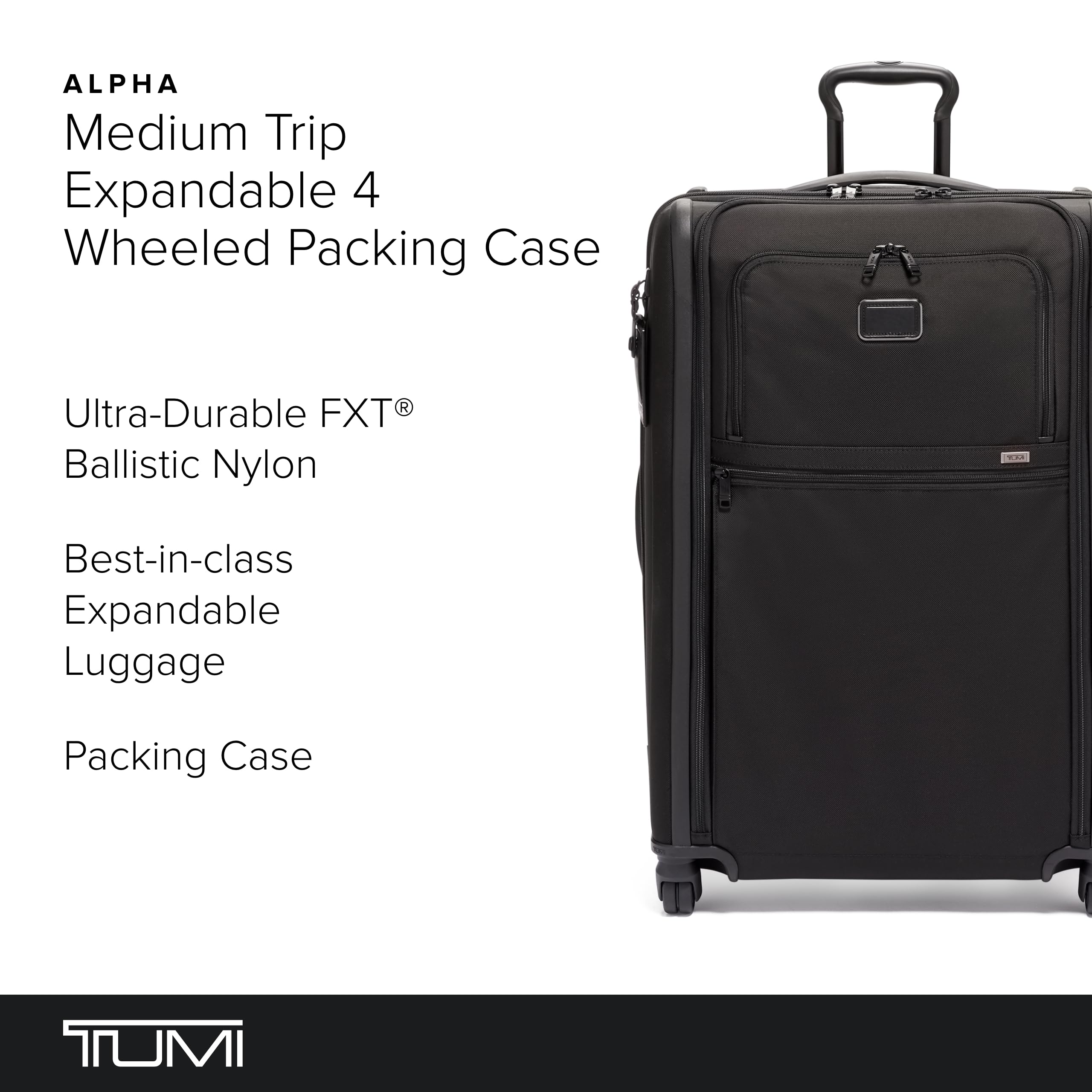 TUMI Alpha 3 Medium Expandable 4-Wheel Luggage - Durable Carry-On Suitcase for Business Travel & Weekend Getaways