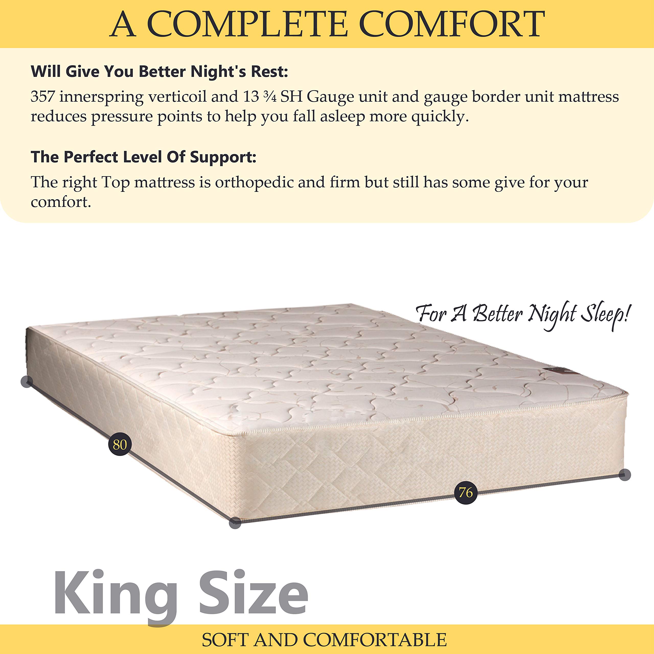 Medium Plush King Size Mattress - Comfort Rest Collection for Ultimate Sleep Support | Perfect for Master Bedrooms, Guest Rooms & Luxury Hotels