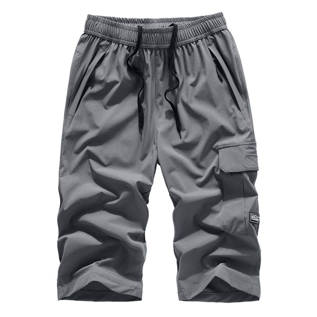 **Men's 5 Inch Quick-Dry Running Shorts with Phone Pocket - Summer Beach, Sports & Casual Wear - Plus Size Thin Calf-Length Cotton Chino Shorts in Blue - Perfect for Gym, Jogging & Outdoor Activities**