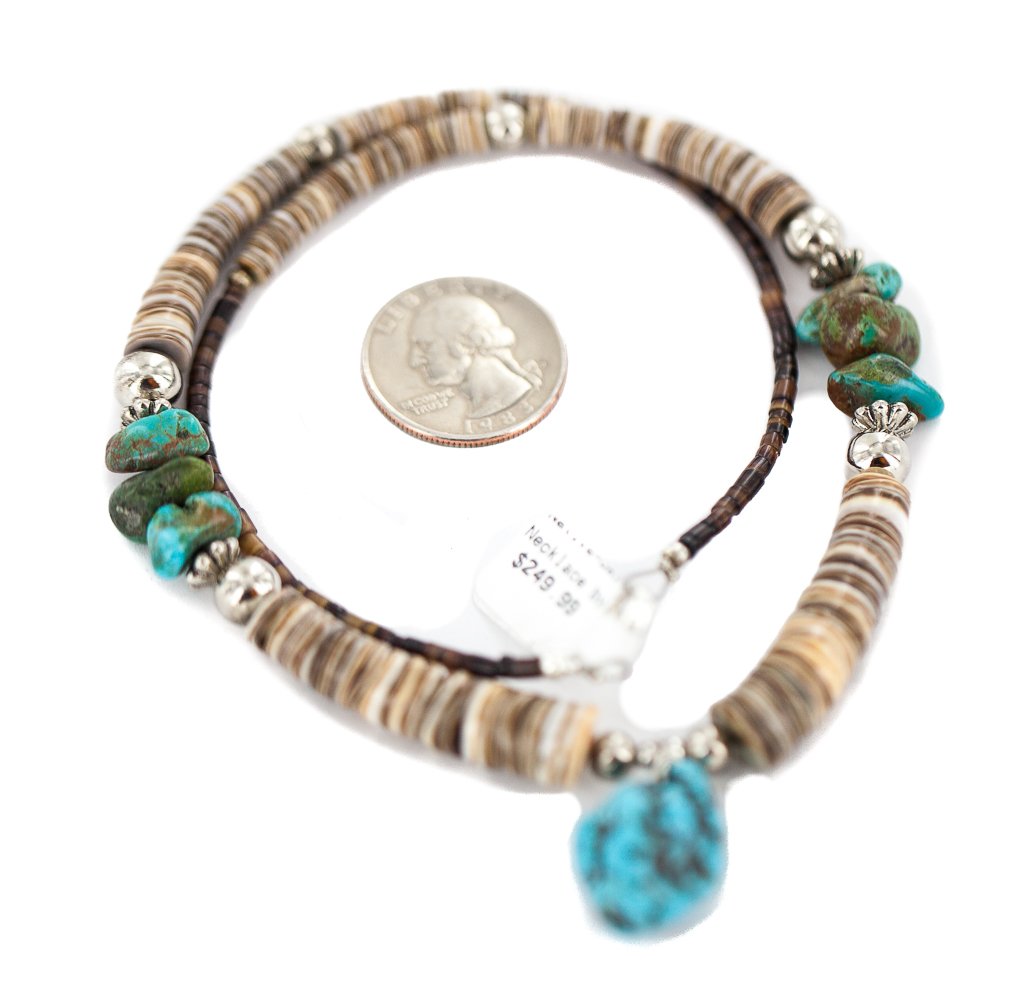 Authentic Navajo .925 Sterling Silver Certified Turquoise Graduated Heishi Native American Necklace for Women - Perfect for Boho Fashion, Spiritual Healing & Southwest Jewelry Collection