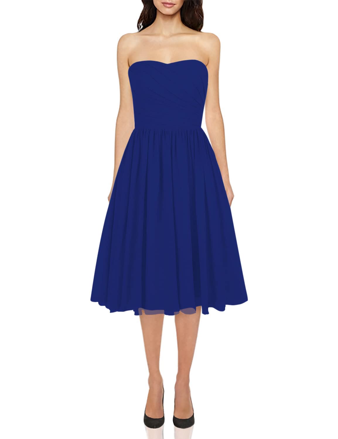 JAEDEN Short Chiffon Strapless Bridesmaid Dresses - Elegant Wedding Guest & Prom Dresses for Women - Perfect for Bridal Parties, Formal Events & Special Occasions