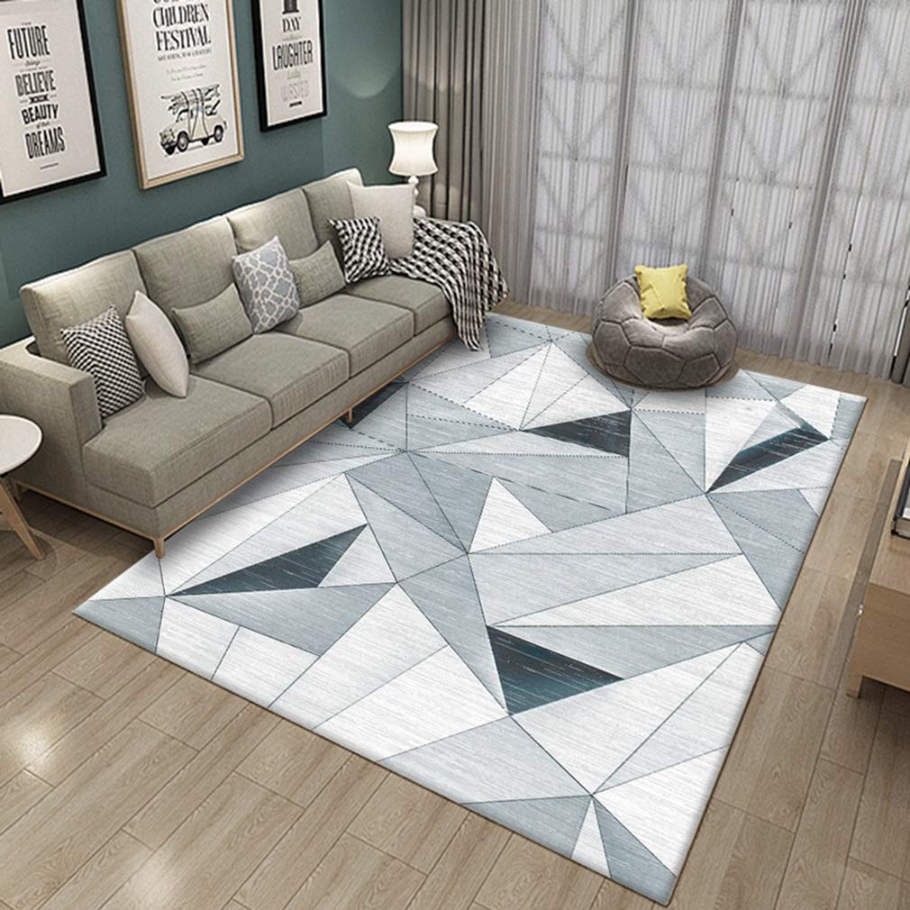 Soft Geometric Area Rug for Living Room & Nursery - 3.2'x6.5' Non-Slip Fleece Carpet for Kids Crawling, Bedroom Decor - Modern Indoor/Outdoor Runner Mat (Perfect for Playrooms, Dorms & Cozy Home Spaces)