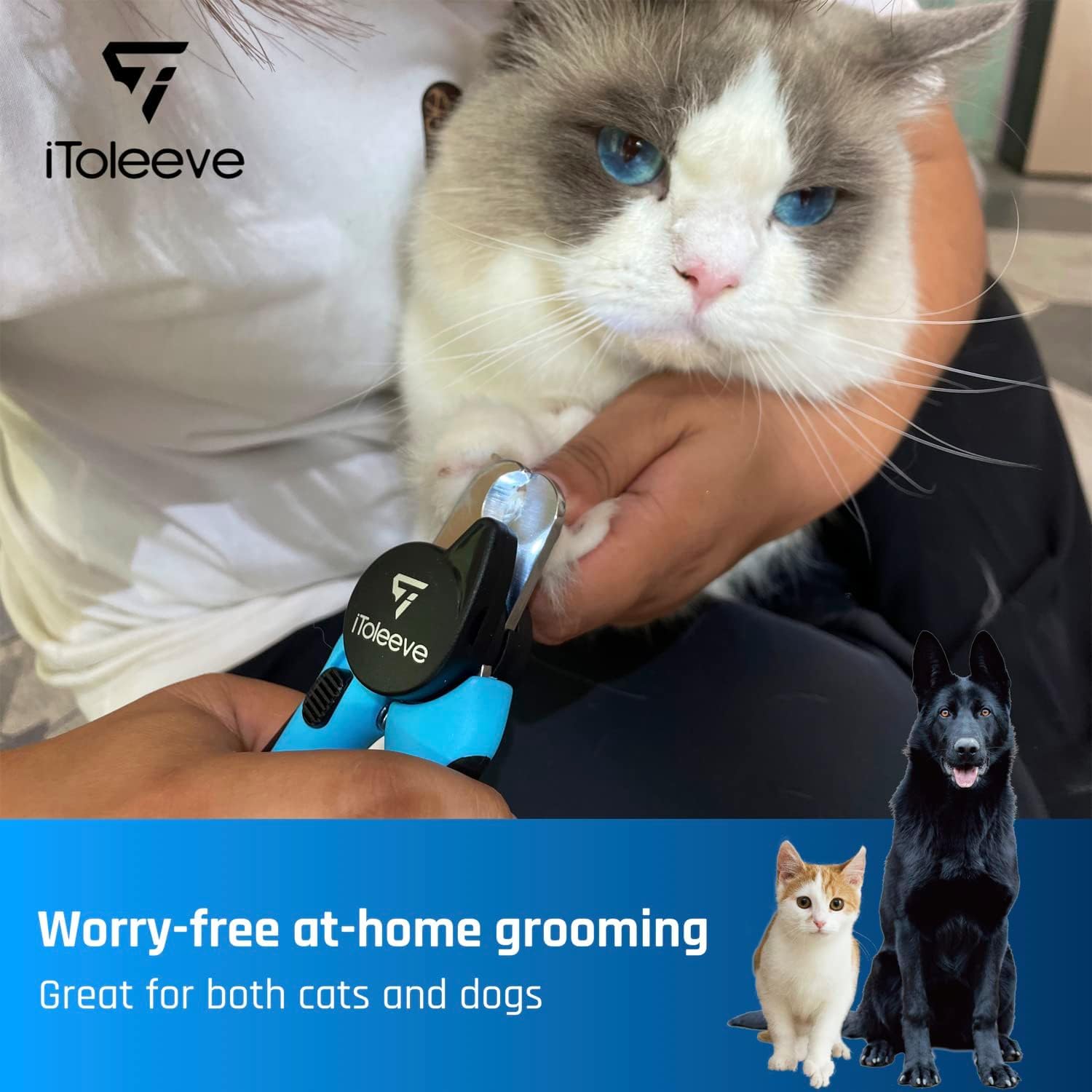 LED Dog Nail Clipper with Light - Safe & Easy Pet Nail Trimmer for Thick Nails, Quick Sensor Prevents Over Cutting, Illuminates Bloodline for Cats & Dogs - Perfect for Grooming at Home or Vet Visits