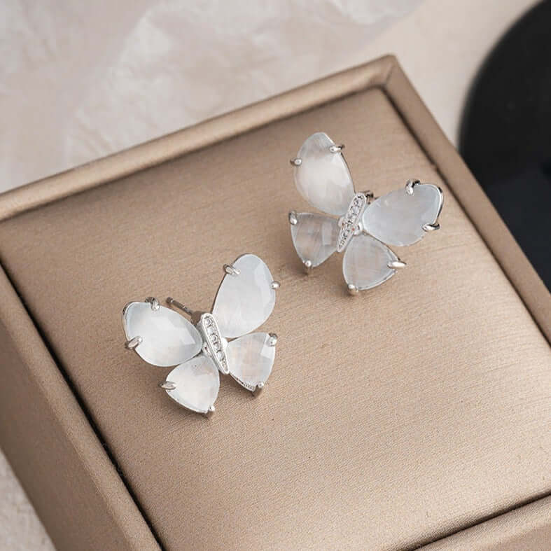 Dainty Cat Eye Stone Butterfly Stud Earrings for Women | R5094 | Elegant Jewelry Gift for Birthday, Anniversary & Special Occasions