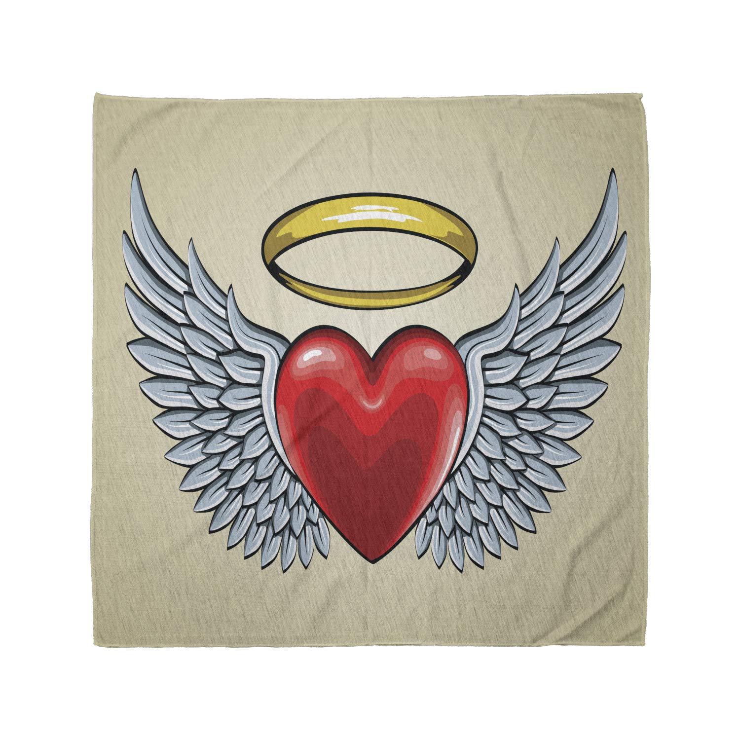 Ambesonne Angel Wings Bandana - Doodle Heart with Love Design, Unisex Head & Neck Scarf for Men & Women - Perfect for Outdoor Activities, Music Festivals & Casual Wear