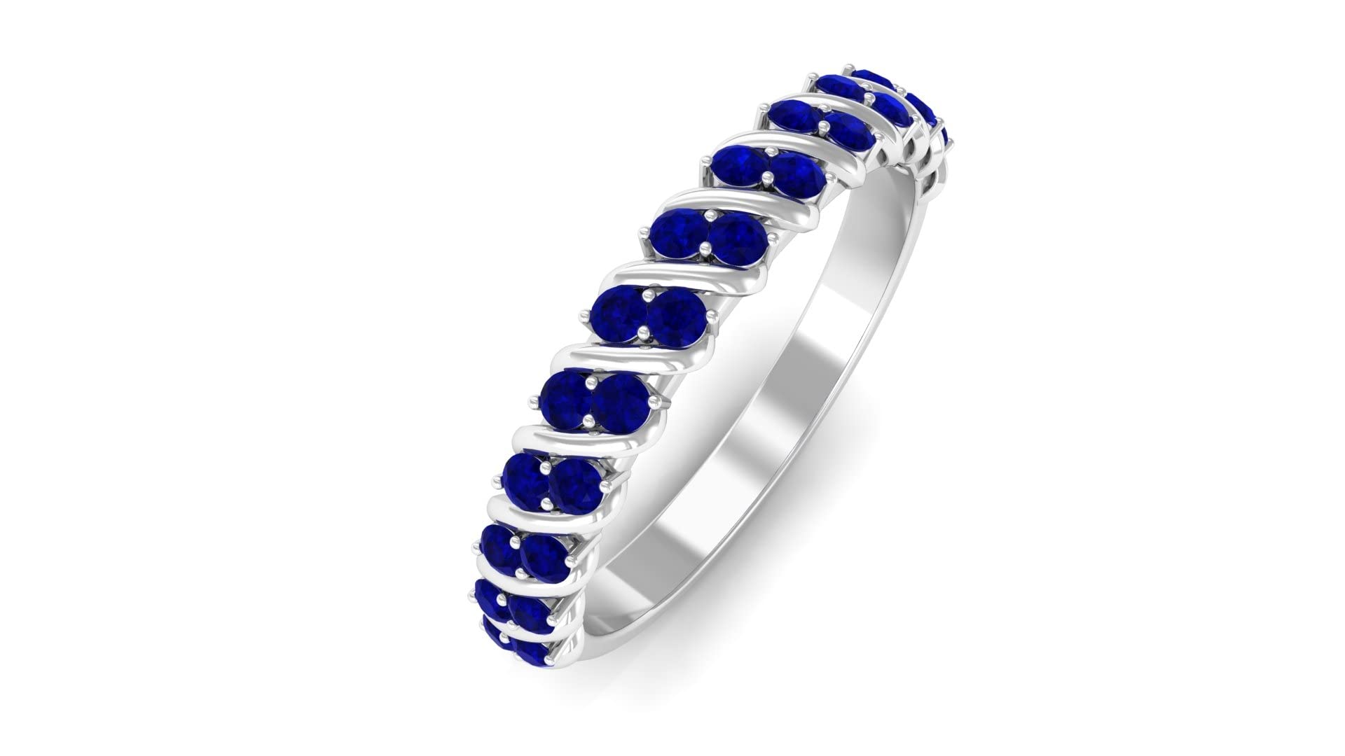 3/4 CT Blue Sapphire Half Eternity Ring - 14K Solid Gold September Birthstone Ring for Women, Elegant Blue Sapphire and Gold Semi Eternity Band, Perfect for Anniversary, Engagement, Wedding, and Gift Giving