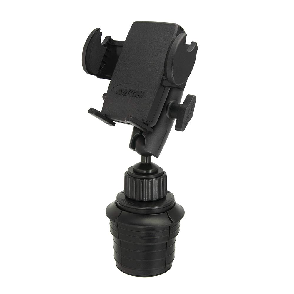 ARKON Universal Car Cup Holder Phone Mount - Compatible with iPhone 12/11/XS/XR & Galaxy Note 20/10/9 - Secure Hands-Free Holder for Safe Driving & GPS Navigation