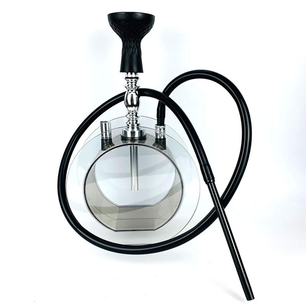 Premium MHYT Acrylic Hookah Set with Aluminum Base - Complete Shisha Water Pipe Kit with 1 Hose, Coal Tongs & Tobacco Bowl for Smooth Smoking Sessions - Perfect for Home Parties, Lounges & Relaxation