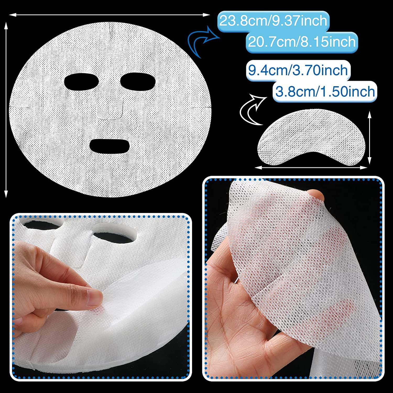 20Pcs Cotton Facial Sheet Mask Set - Deep Cleansing, Pore Minimizing, DIY Spa Treatment for Glowing Skin | At-Home Facial, Self-Care Routine, Beauty Salon Treatment