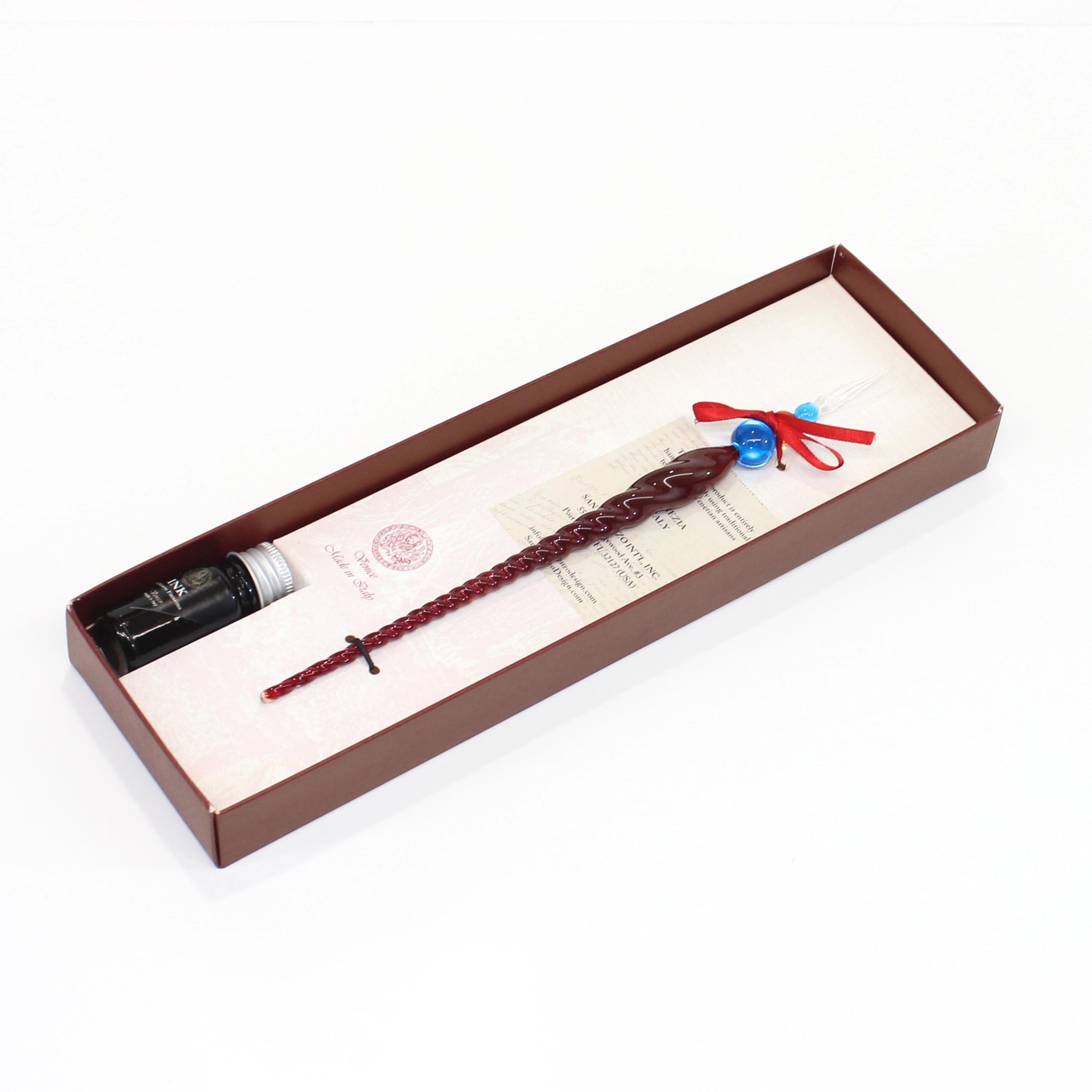 Murano Twisted Glass Pen with Ink - Elegant Handmade Writing Instrument for Calligraphy, Journaling & Letter Writing - Perfect Gift for Writers & Collectors