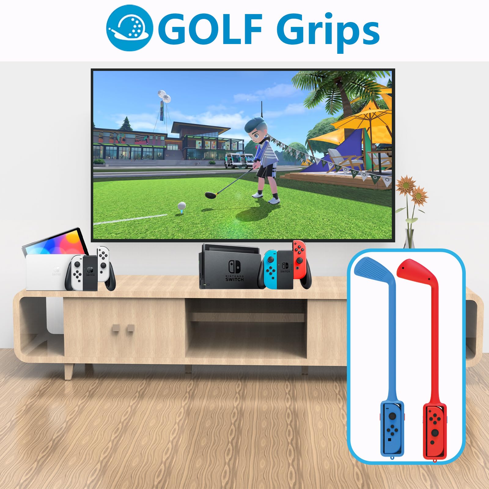 KUNSLUCK 12-in-1 Nintendo Switch Sports Accessories Bundle - Compatible with Switch & Switch OLED - Includes Tennis Racket, Golf Club & More - Perfect for Family Game Nights & Multiplayer Sports Games
