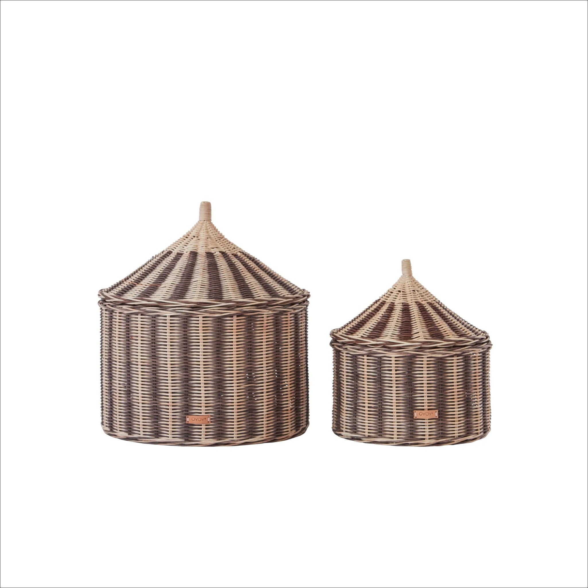 OYOY Circus Baskets Set of 2 - Natural Nutmeg Woven Storage Baskets for Home Organization, Nursery Decor, and Laundry Room Storage
