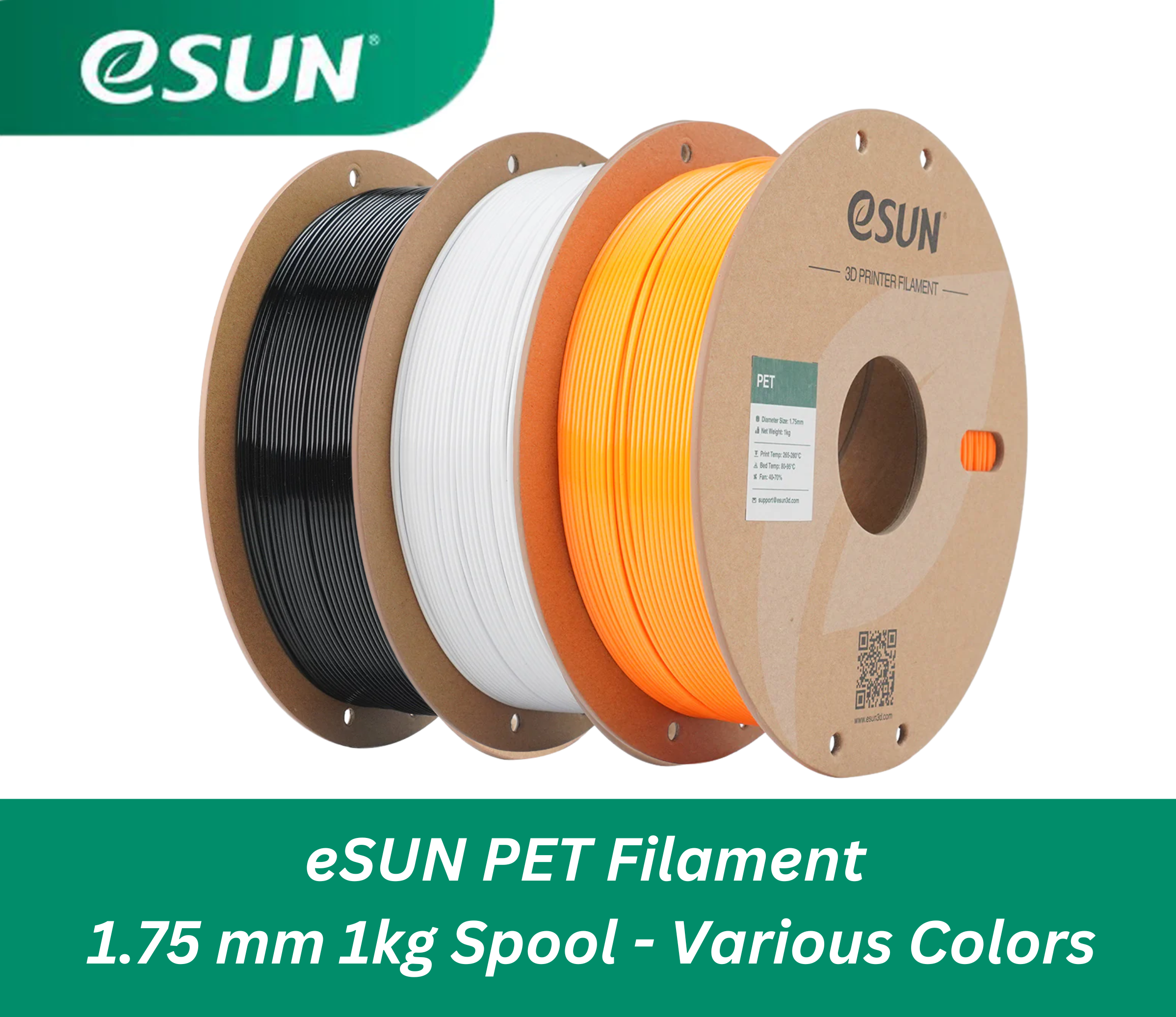 eSUN PETG 1.75mm 1kg 3D Printer Filament Spool - High Strength, Low Warping, Various Colors for 3D Printing, DIY Projects & Prototyping