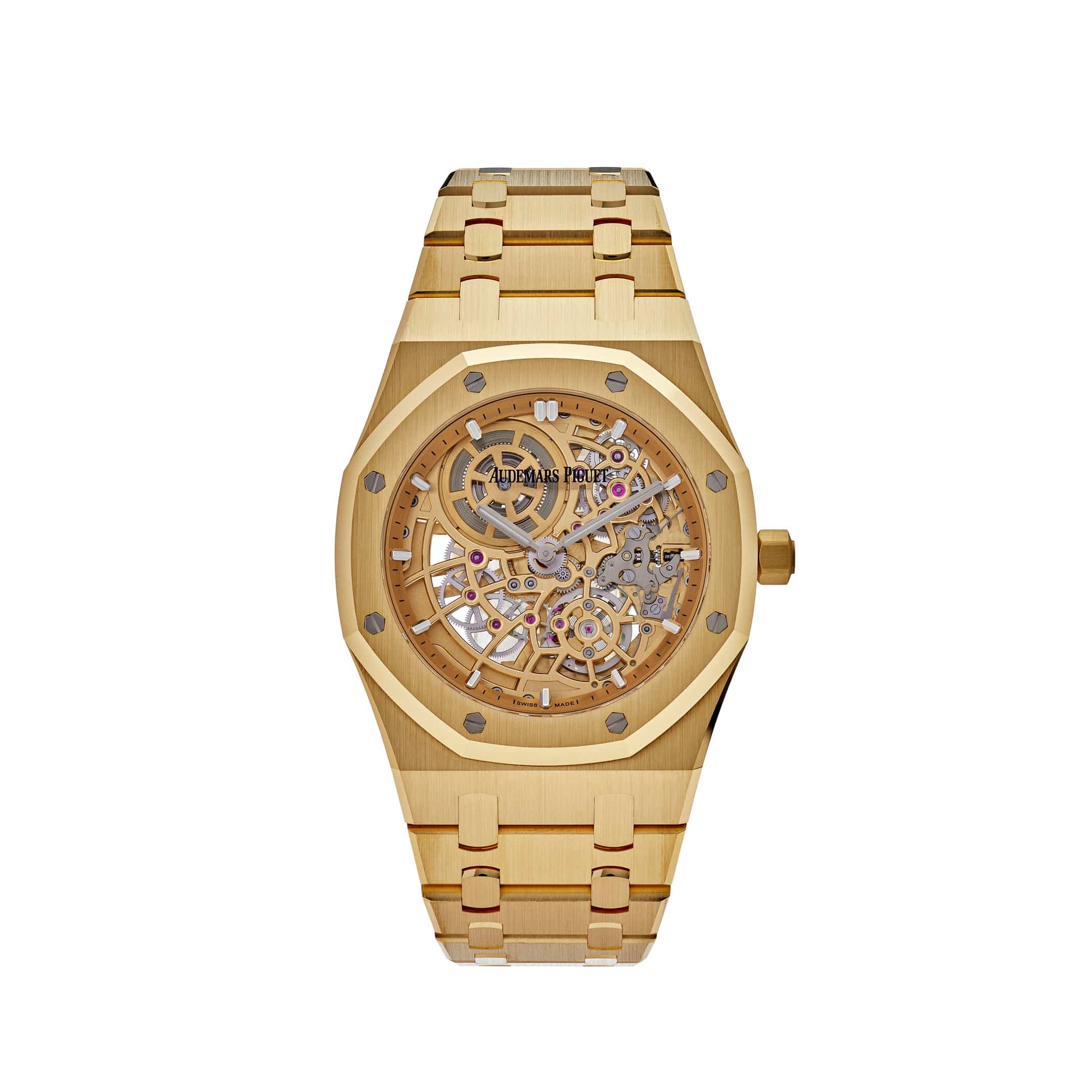 Audemars Piguet Royal Oak 16204BA.OO.1240BA.01 Jumbo Extra Thin Yellow Gold Openworked Skeleton Watch (2024) - Luxury Dress Watch for Men, Perfect for Formal Events & Business Occasions