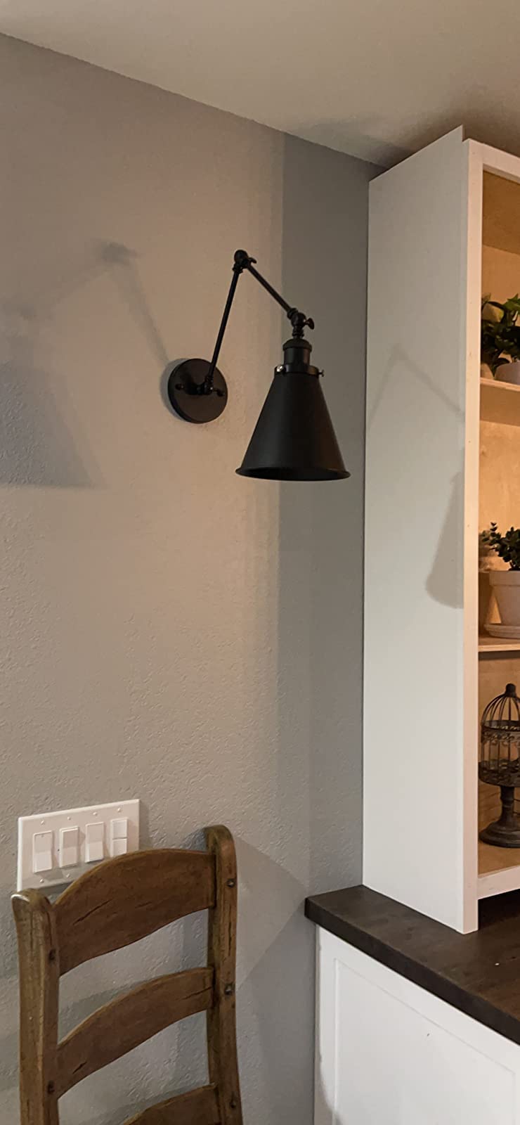 Black Industrial Wall Sconces - Adjustable Swing Arm Wall Mounted Lights, Farmhouse Style Wall Lamp with Hardwire (Set of 2) - Perfect for Living Room, Bedroom, and Hallway Lighting