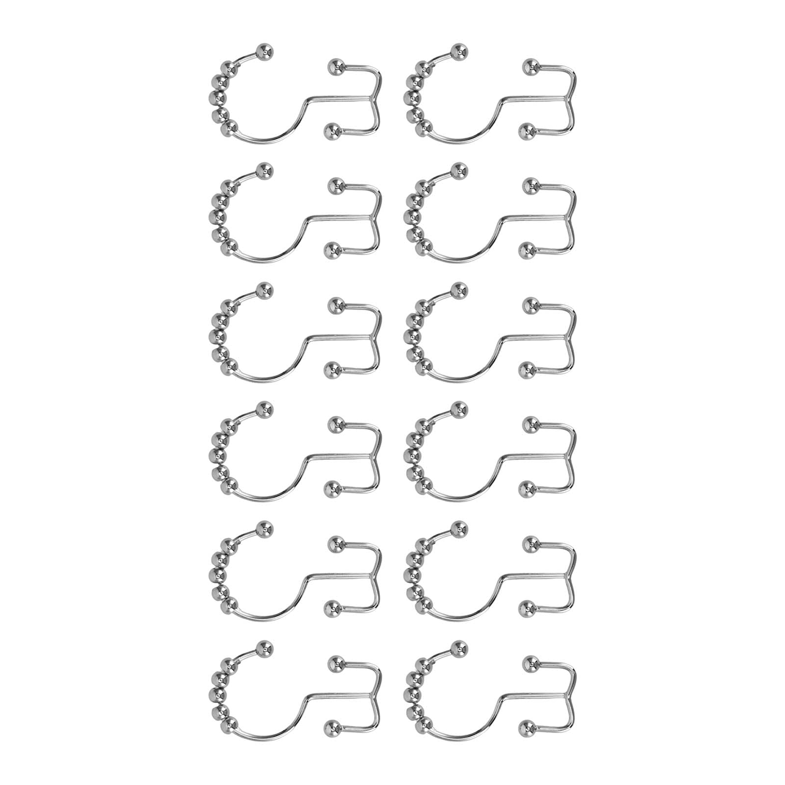 Stainless Steel Shower Curtain Hooks - Glossy Sliding Rings for Bathroom & Shower Room - Durable & Rust-Resistant for Daily Use