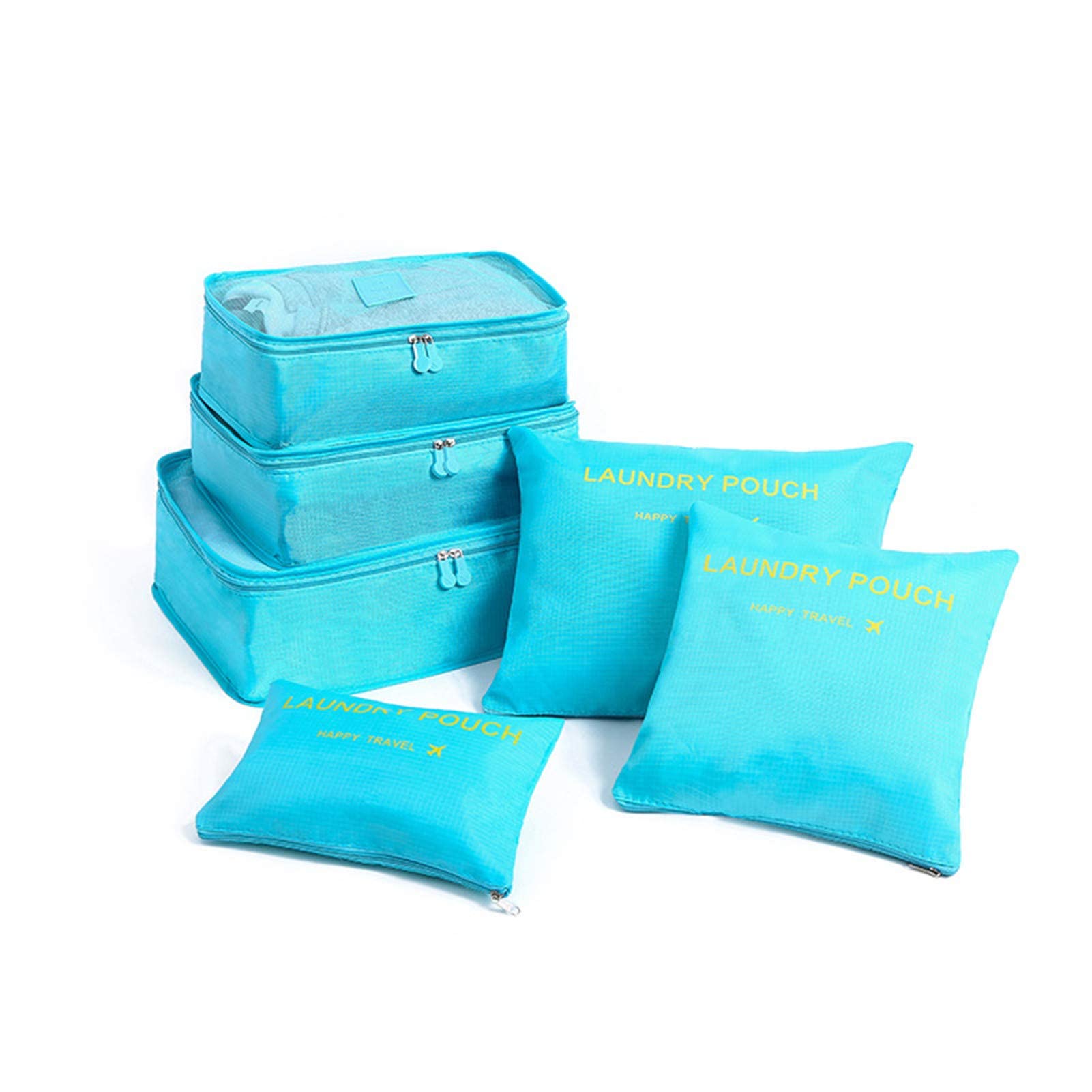 AZOEPART Travel Packing Cubes Set - 6-Piece Luggage Organizer for Clothes, Shoes & Makeup | Space-Saving Compression Bags for Suitcase | Perfect for Business Trips, Vacations & Weekend Getaways (Blue)