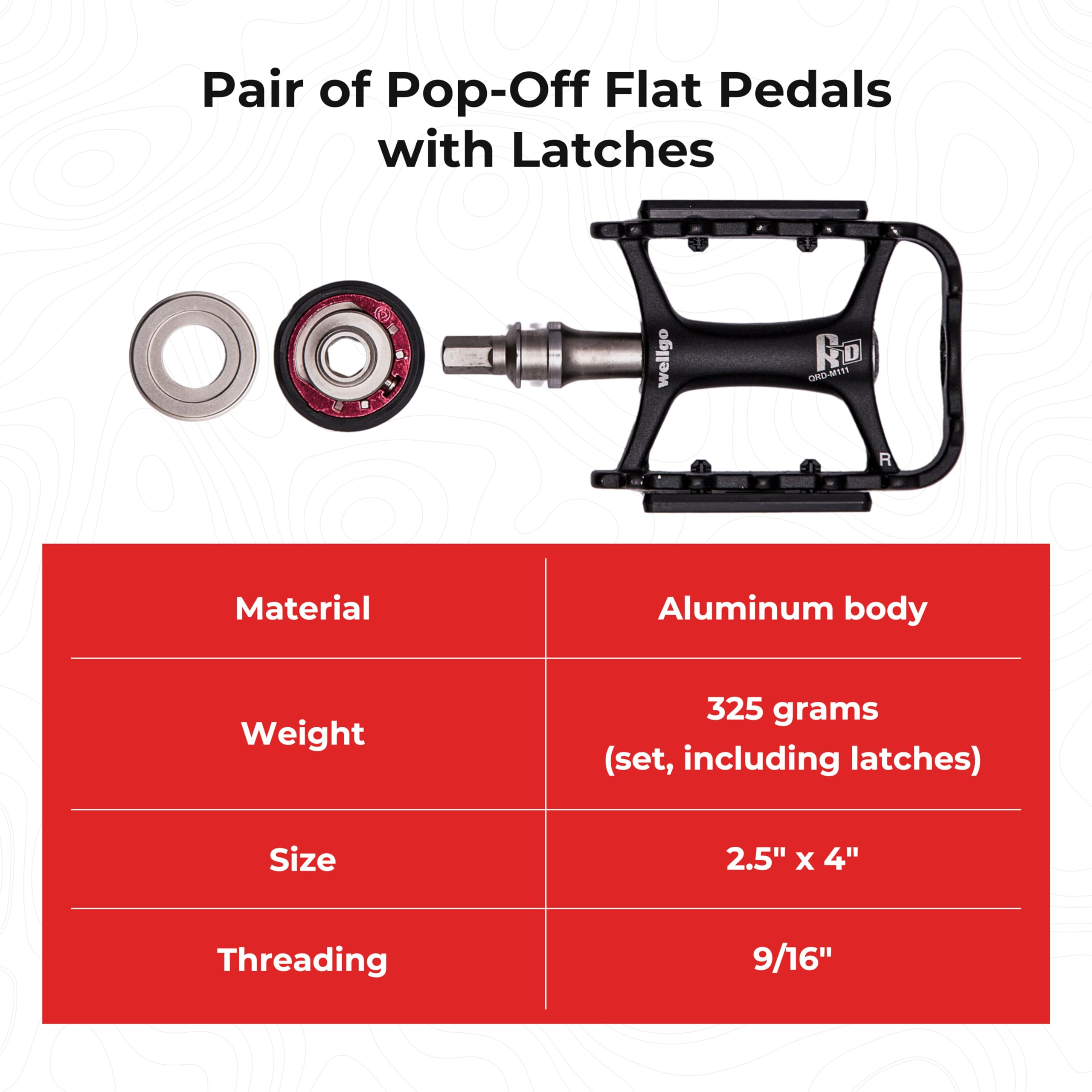 Flat Pedals & 1” Bicycle Stem Set - Folding Bike Stem & Wellgo Pop-Off Road Bike Pedals with Latches - Easy Install & Detach Bike Accessories - Space Saving Flatten Your Bike Kit by Flatbike - Perfect for Commuting, Storage & Travel
