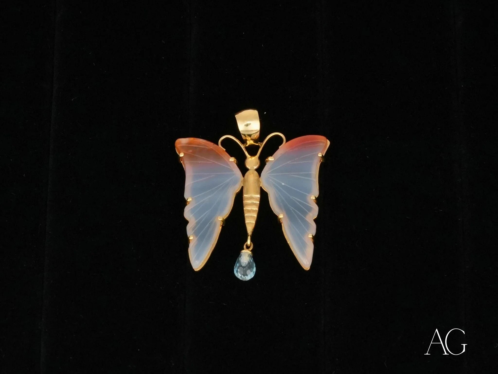 Butterfly Bliss Agate and Topaz Pendant Necklace - Elegant Handmade Jewelry for Women, Perfect Gift for Birthday, Anniversary & Special Occasions