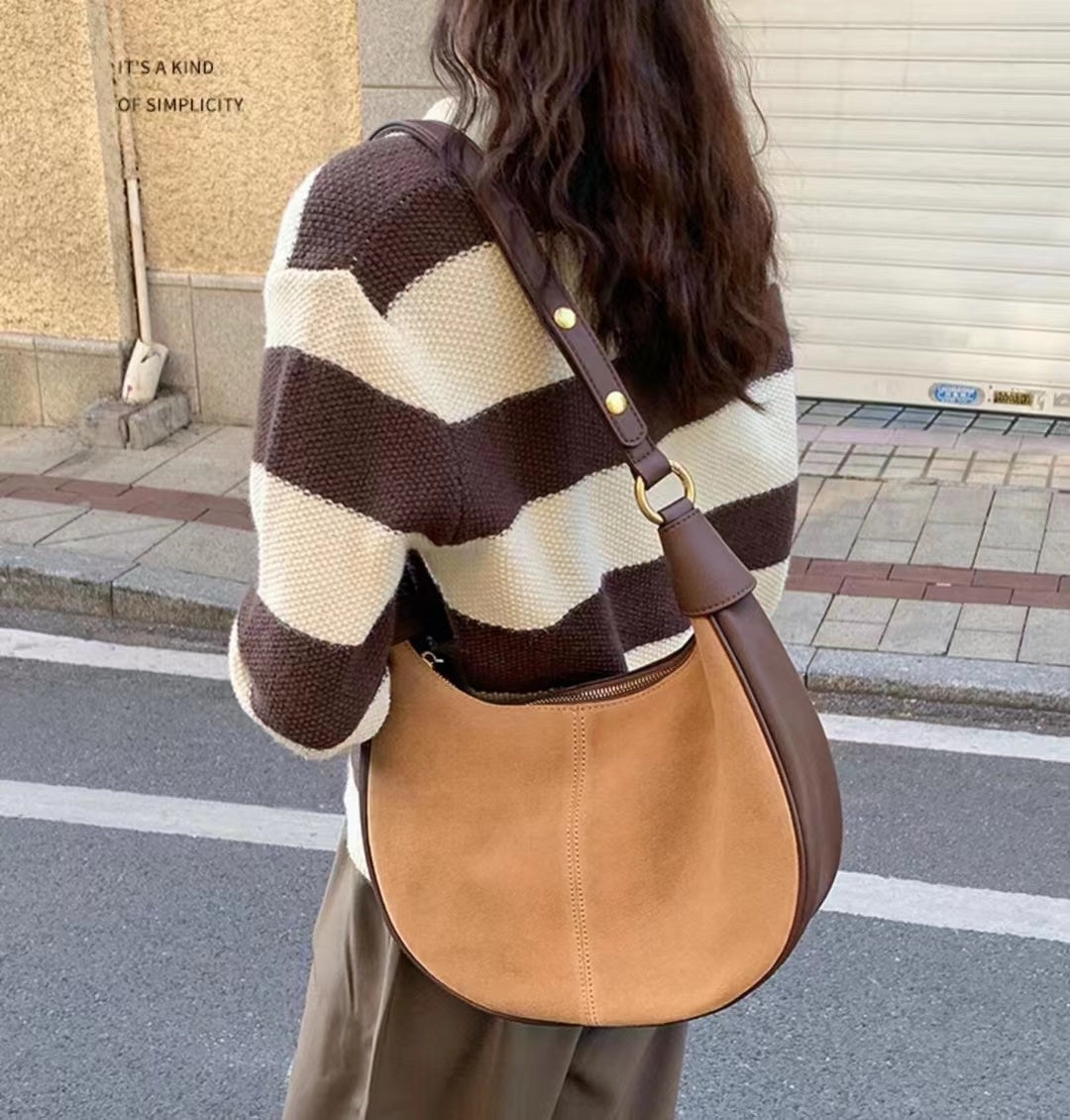 Stylish Semi-Circle Soft Leather Tote Bag for Women - Lightweight & Durable Handbag for Work, Travel & Everyday Use