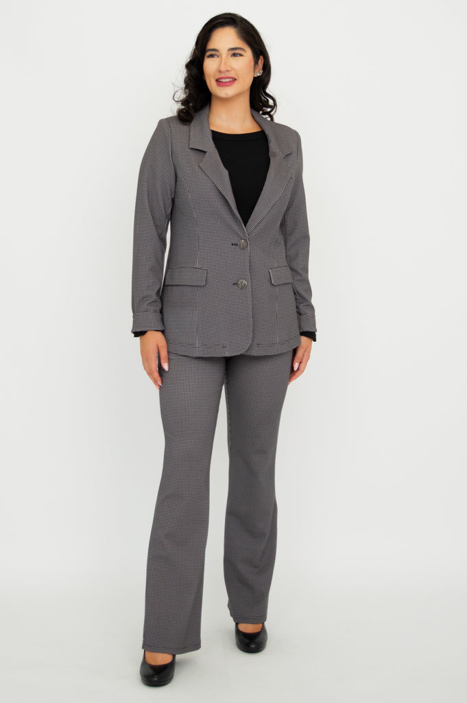 Kacey Women's Blazer Jacket - Stylish Houndstooth Pattern, Soft Modal Fabric for Office Wear, Business Meetings & Formal Events