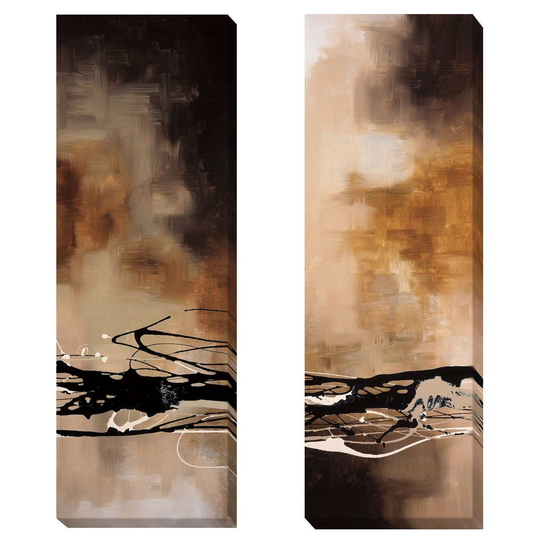 Laurie Maitland Tobacco and Chocolate I & III - 2-Piece Gallery Wrapped Canvas Giclee Art Set (Ready to Hang) - Perfect for Living Room, Bedroom, or Office Wall Decor