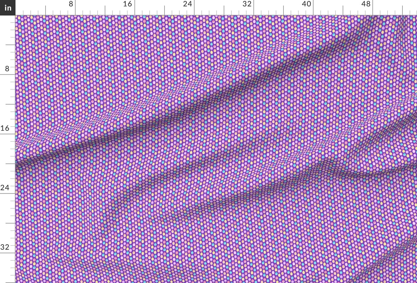 Micro Scale Easter Eggs Purple Cute Bunny Printed Velvet Fabric by The Yard - Upholstery, Home Decor & Apparel Material - Perfect for DIY Projects, Curtains, Pillows and Clothing