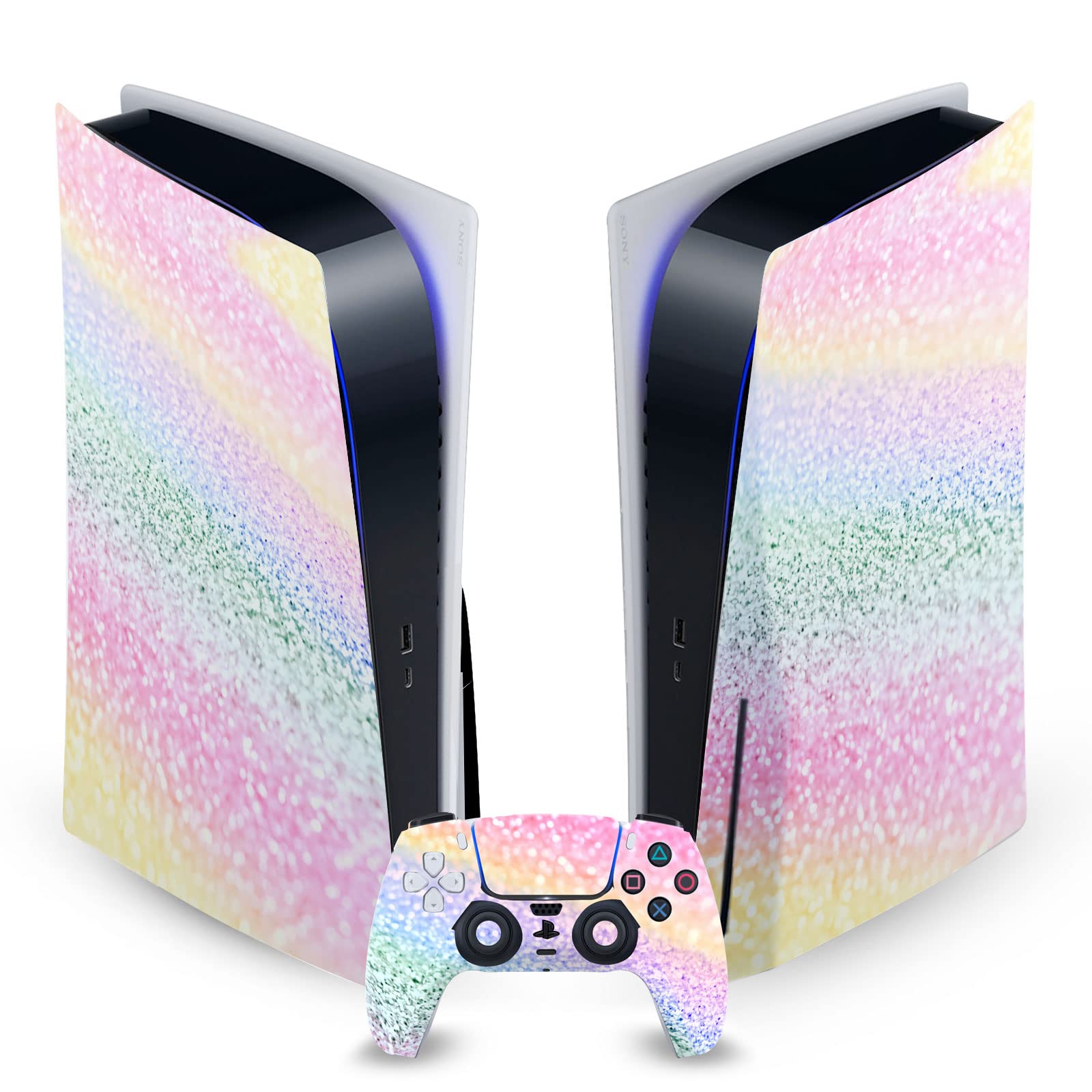 Officially Licensed Monika Strigel Unicorn Rainbow Art Vinyl Skin Cover for Sony PS5 Disc Console & DualSense Controller - Durable Protection with Vibrant Design, Perfect for Gaming Enthusiasts & Collectors