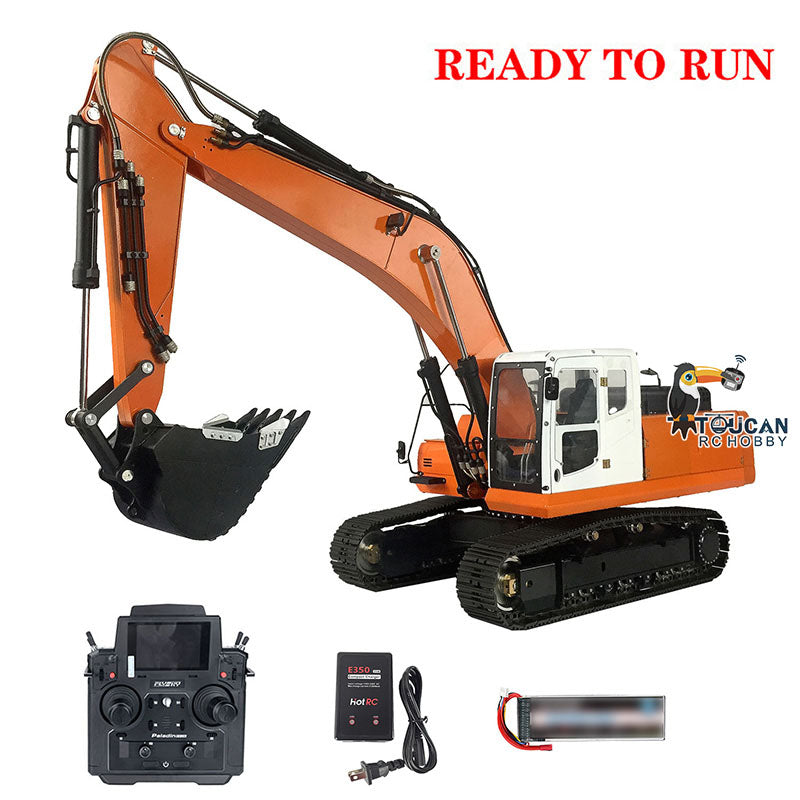 1/14 Scale LESU PC360 Metal Hydraulic RC Excavator with Painted Bucket, Trailer, Scarifier, Compactor & Crusher - 3-Section Arm for Construction Simulation & Professional RC Hobbyists