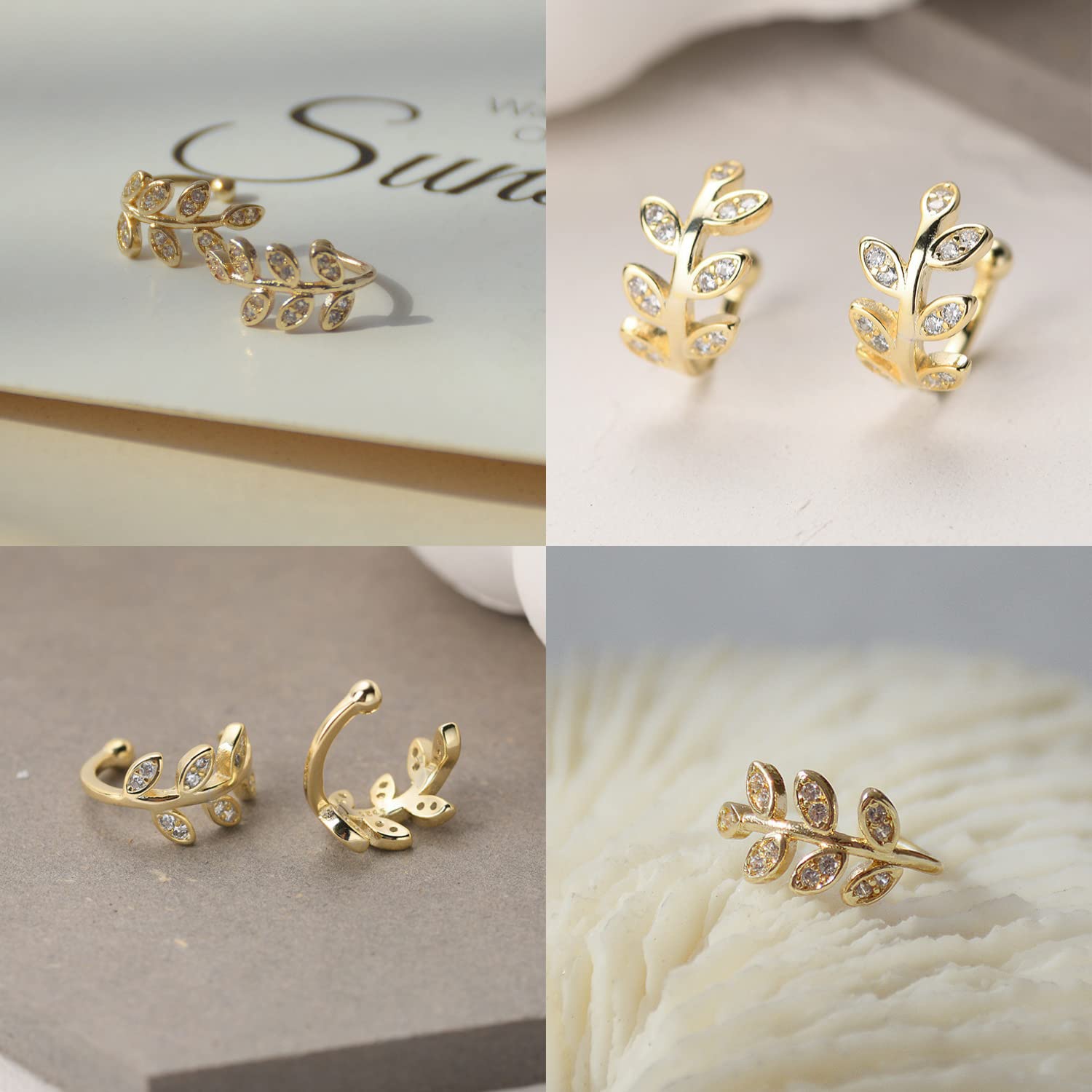 4 PCS S925 Sterling Silver Criss Cross No-Pierce Ear Cuff Set - Minimalist Double Line Cartilage Earrings for Helix & Fake Piercing | Perfect for Everyday Wear & Special Occasions
