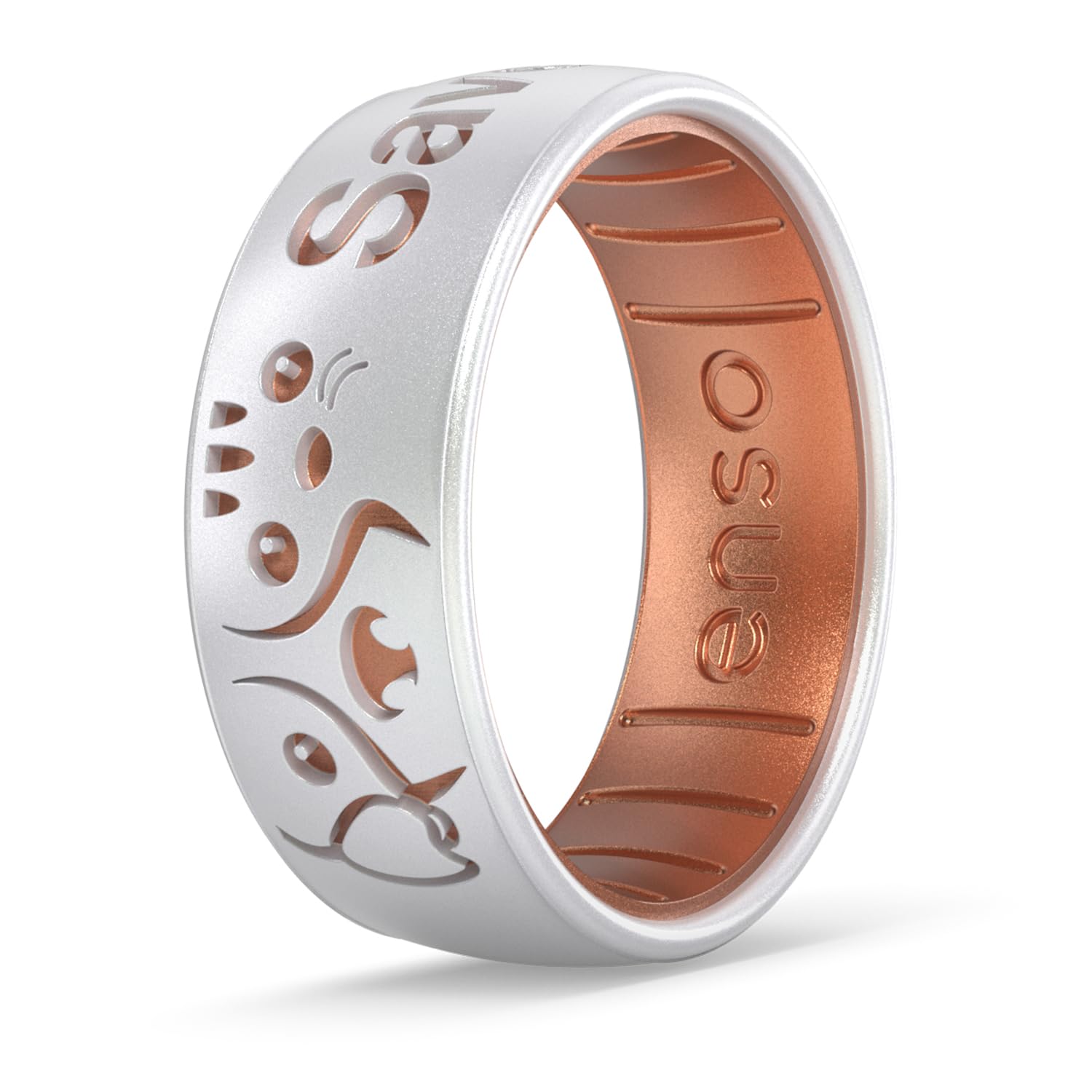 Enso Rings Cares Dualtone Silicone Wedding Band - Comfortable, Flexible & Durable for Active Lifestyles - Perfect for Workouts, Swimming, Travel & Pet Owners