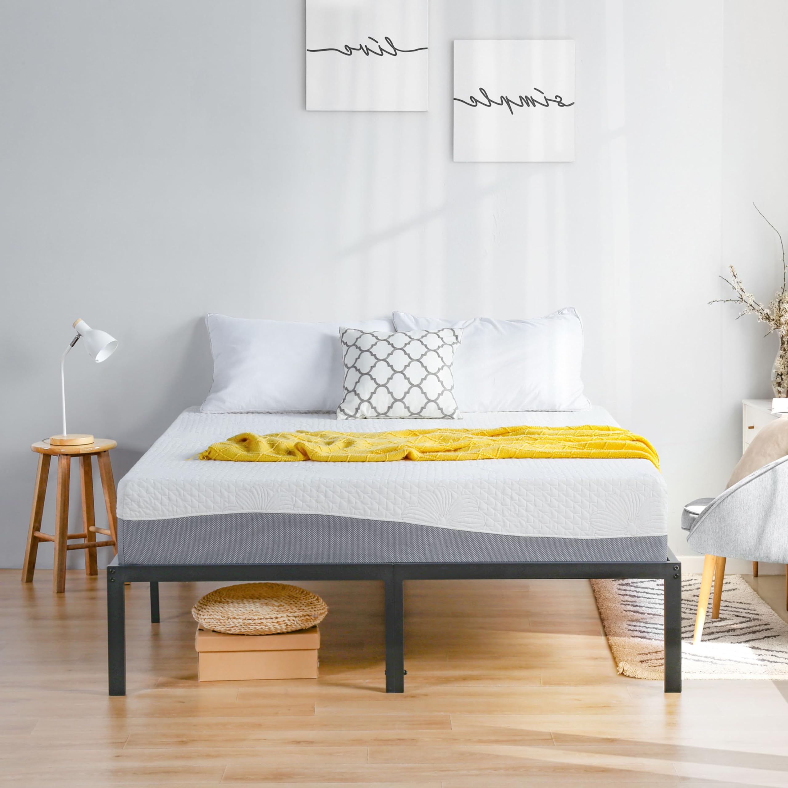 Olee Sleep 10 Inch King Size Gel Memory Foam Mattress - Medium Firm, CertiPUR-US Certified for Pressure Relief & Comfort | Cooling Gel Infused, Bed-in-a-Box Design | Perfect for Master Bedrooms, Guest Rooms & Apartment Living (Grey)