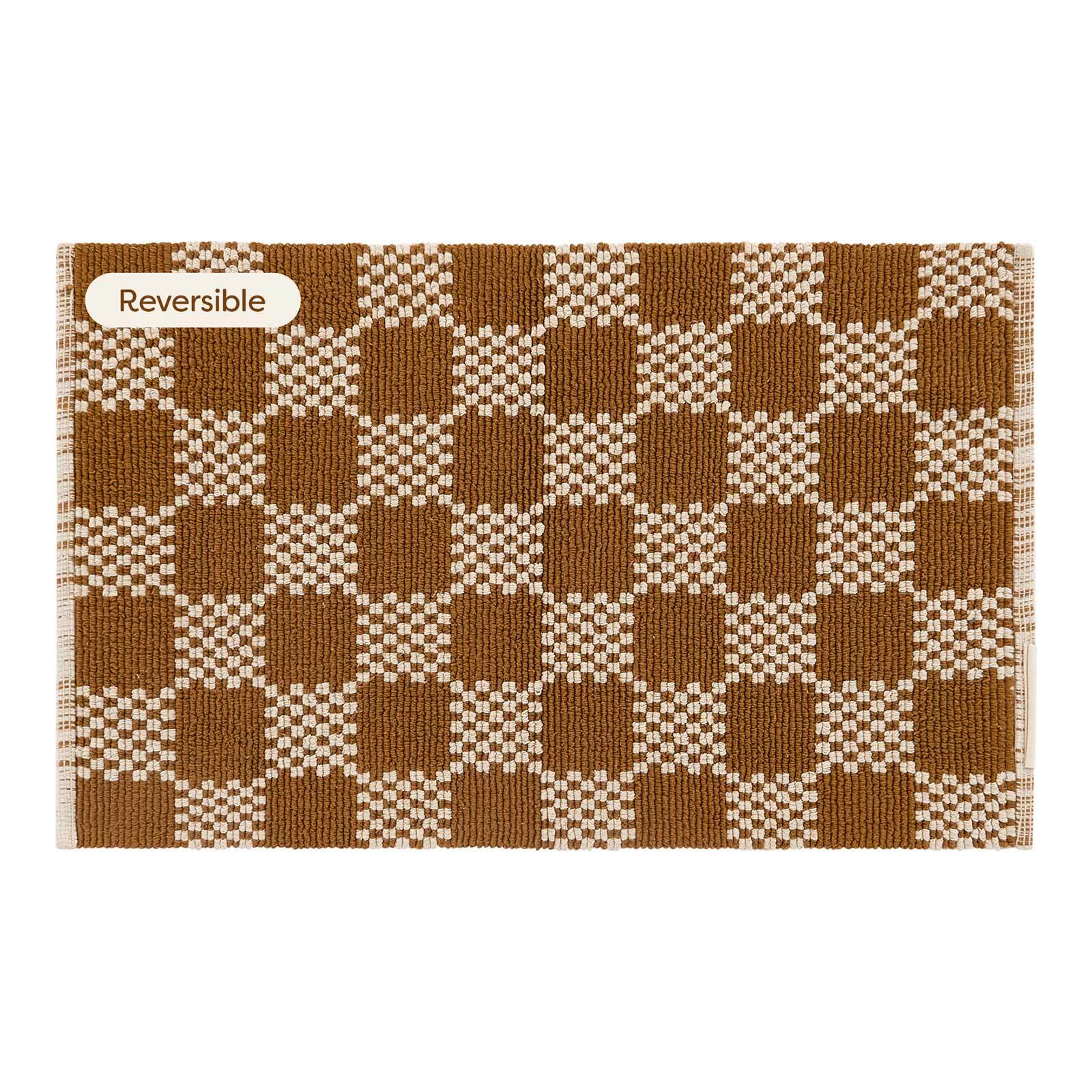 Soft Non-Slip Bathroom Rug with Checkered Pattern - Absorbent, Quick-Dry Shower Mat for Bathroom Floor Safety & Comfort - Perfect for Bathroom, Shower, and Vanity Areas