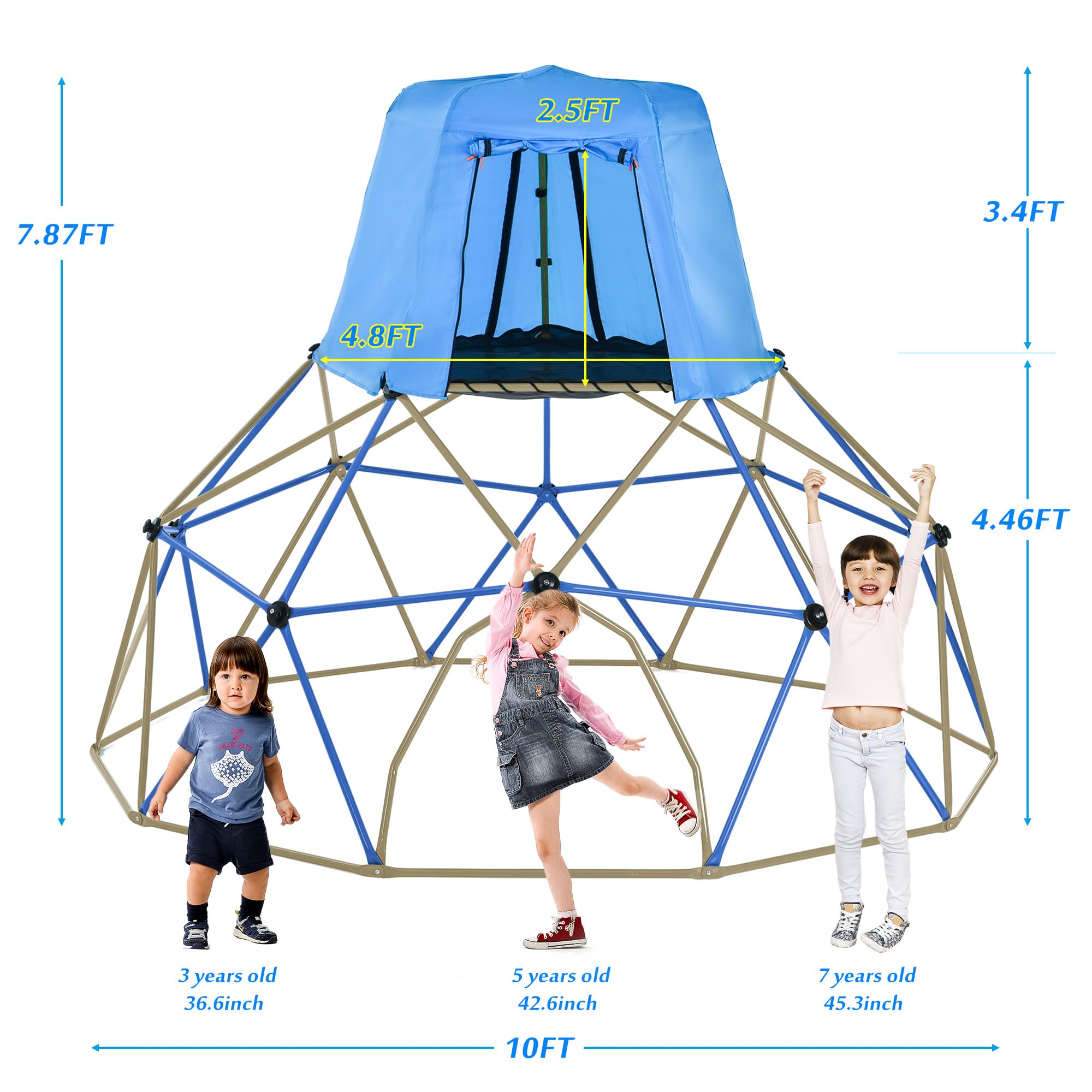 **Merax 10FT Outdoor Climbing Dome with Play Tent – Kids Jungle Gym for Ages 3-10, Supports 1000 lbs, Easy Assembly Backyard Play Equipment (Blue & Coffee) – Perfect for Backyard Fun, Playdates, and Outdoor Adventures**