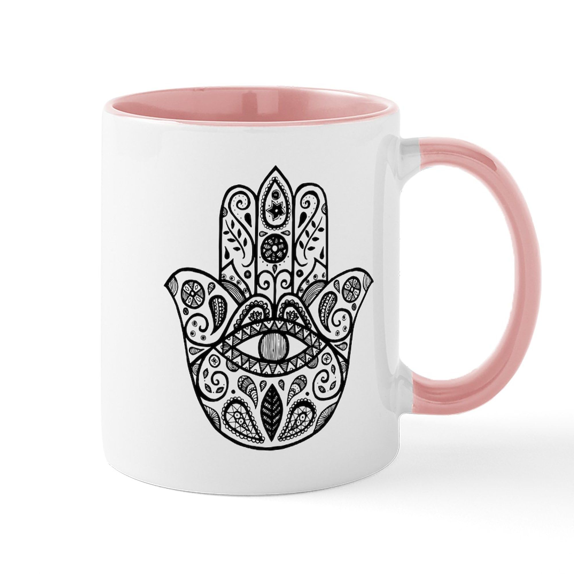 Hamsa Hand Ceramic Coffee Mug 11 oz (325 ml) - Unique Design for Tea, Coffee & Hot Drinks - Perfect for Home, Office & Gifts