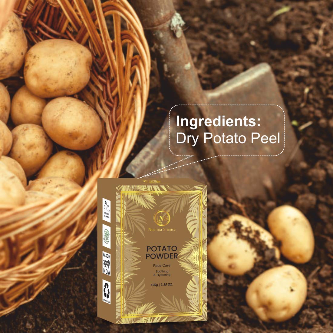 Nuerma Science Natural Potato Powder for Skin Brightening & Whitening - Reduces Dark Spots, Wrinkles, Acne & Dark Circles - 100g | Organic Skin Care for Face & Body | Perfect for Daily Skincare Routine & DIY Beauty Treatments