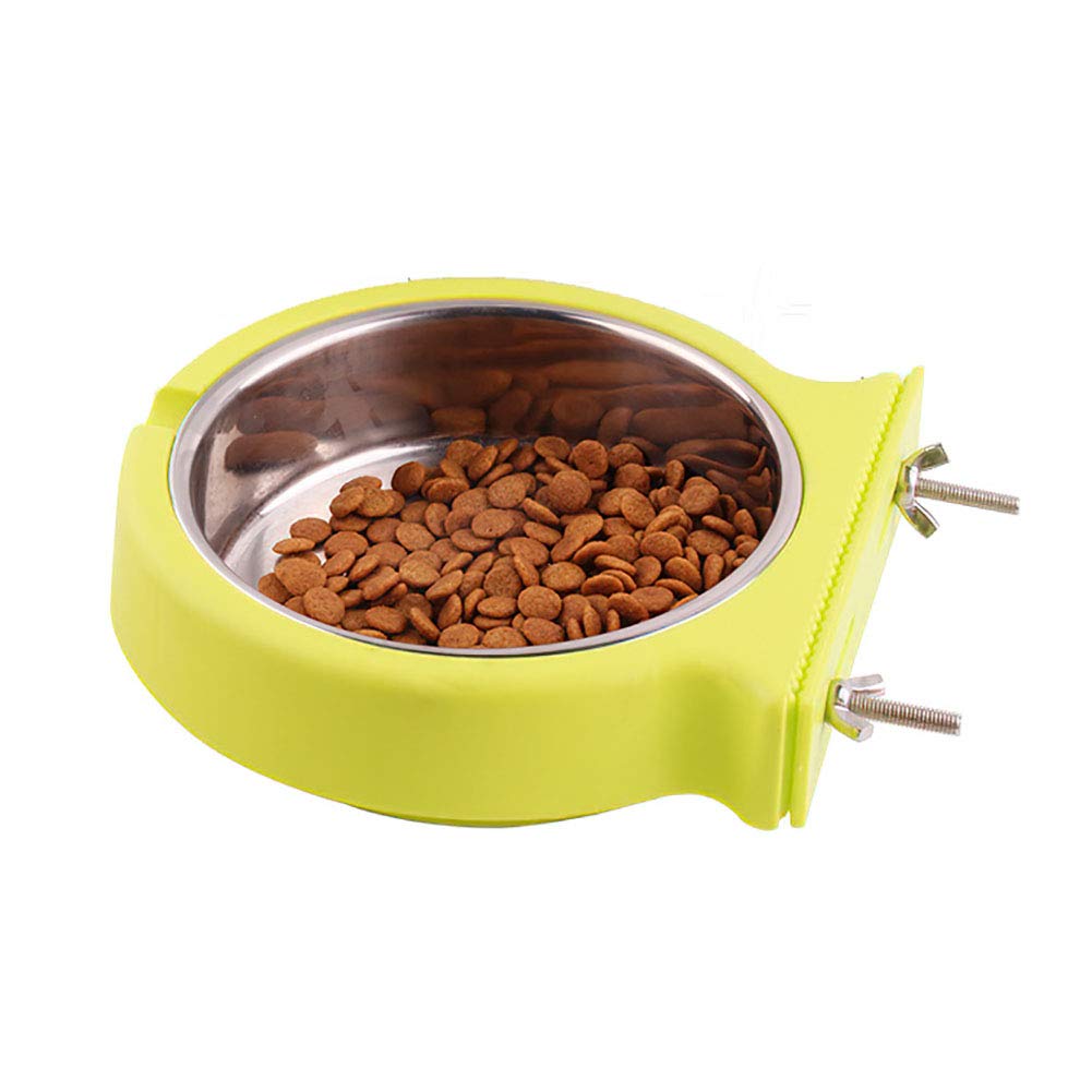 Stainless Steel Hanging Pet Bowls for Crate & Kennel - Removable Food & Water Feeder with Bolt Holder for Dogs, Cats, Puppies, Rabbits & Small Animals (Small, Green) - Perfect for Travel, Training & Home Use