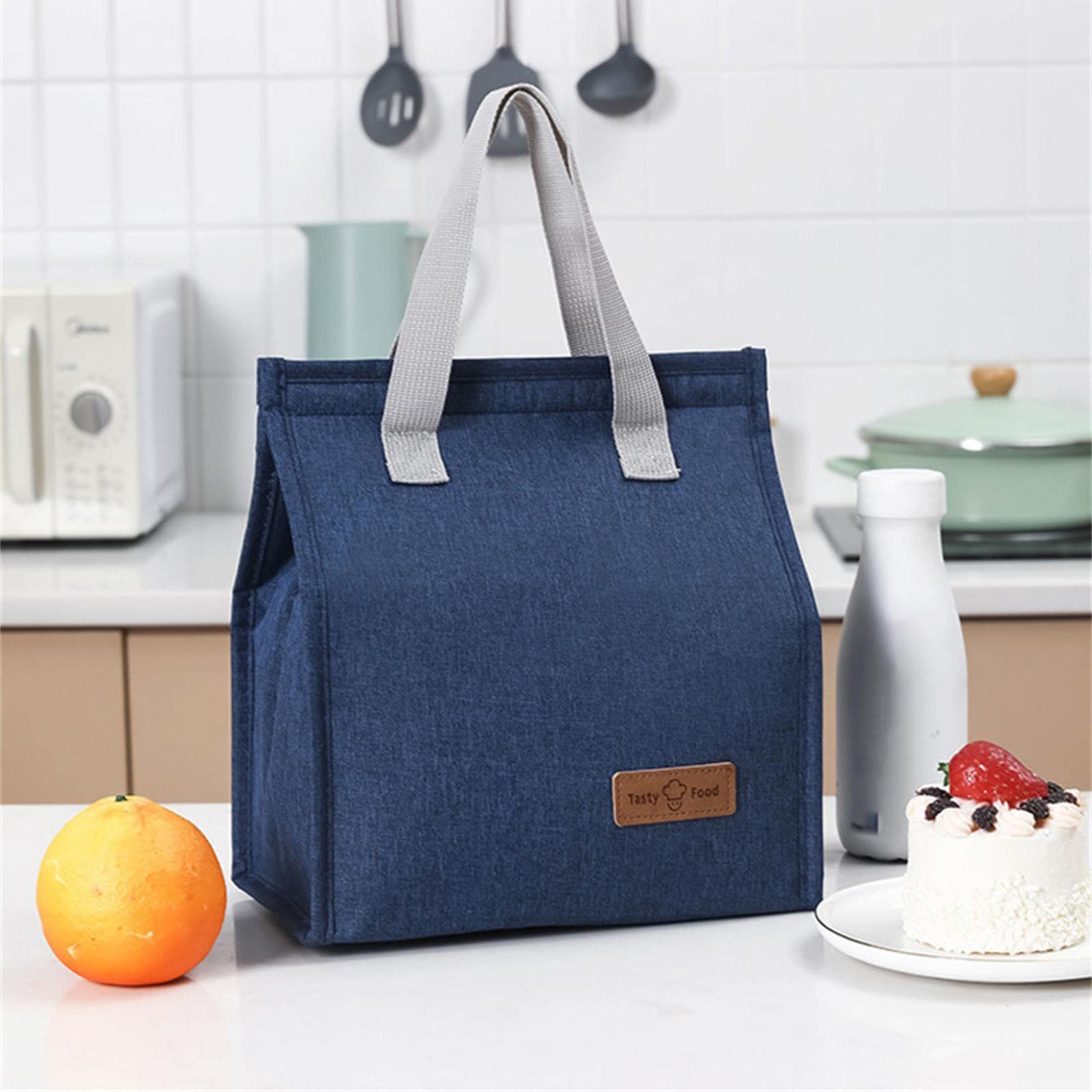 Reusable Insulated Lunch Bag - Large Oxford Cloth Picnic Cooler Tote for Work, School & Travel - Bento Box Carrier with Heat Preservation & Ice Pack Compartment (Black) - Perfect for Office Lunches, Beach Picnics & Outdoor Adventures