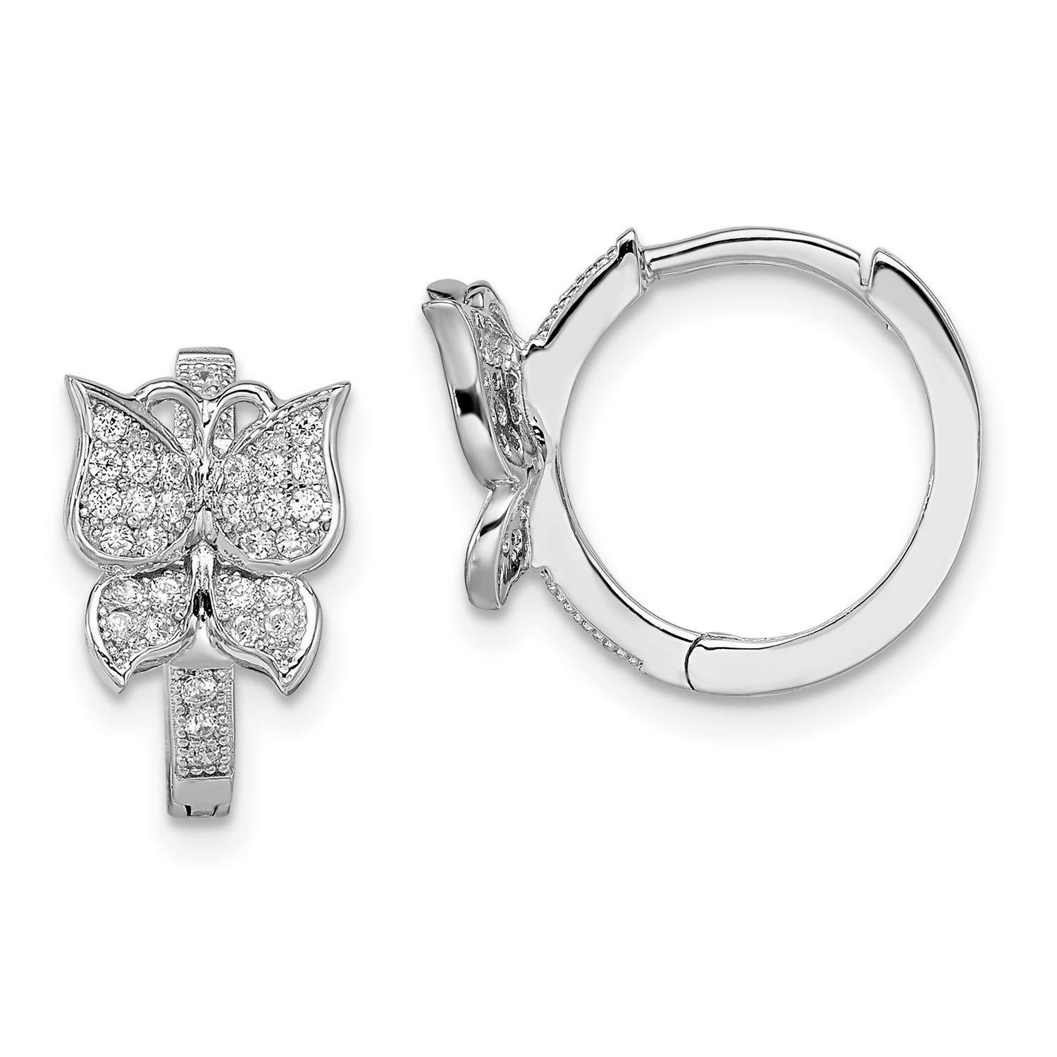 Sterling Silver CZ Brilliant Embers Butterfly Hoop Earrings 18x12mm - Elegant Jewelry for Women, Perfect for Parties, Weddings & Everyday Wear