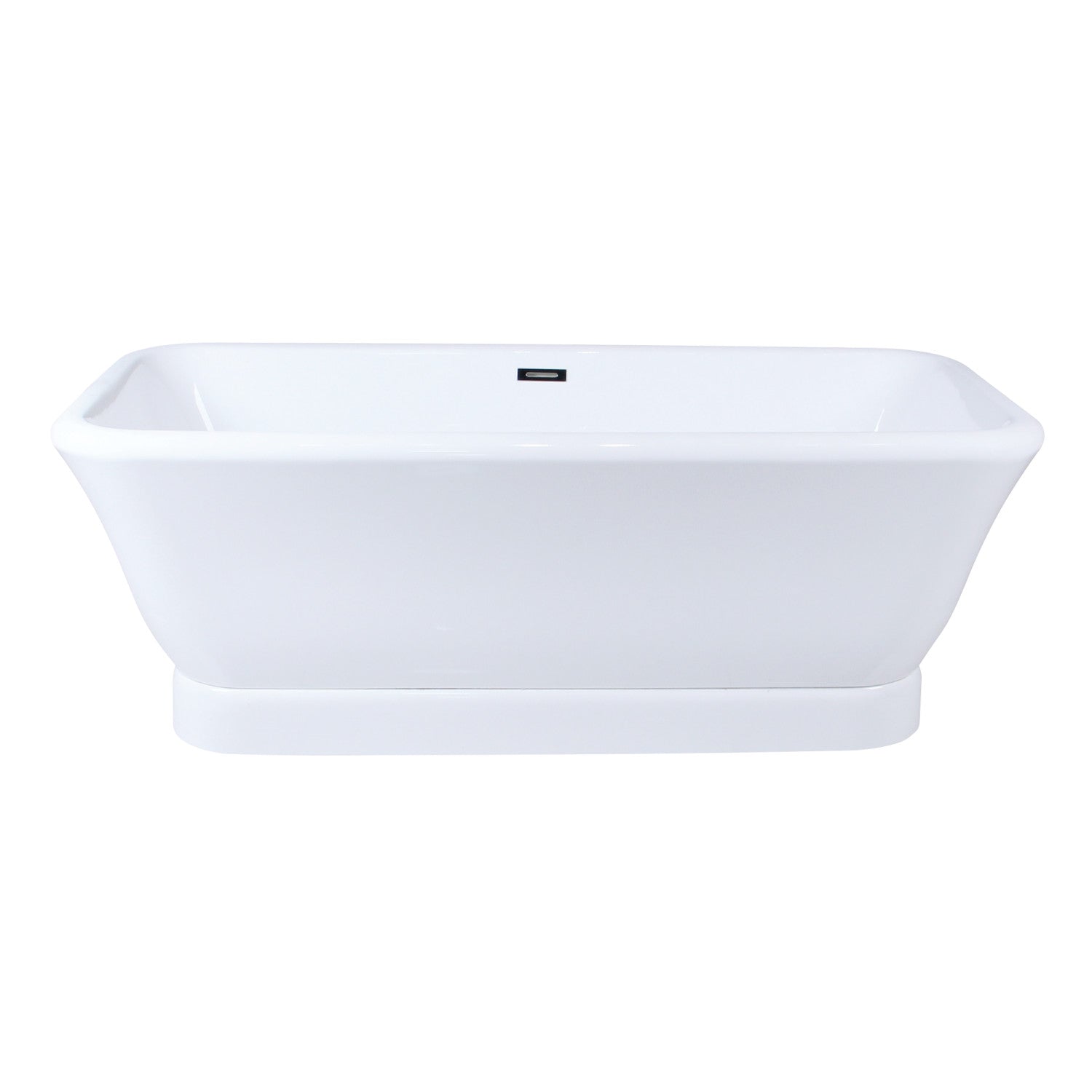 Aqua Eden VTDE713524WA 71 Inch White Acrylic Oval Rectangular Double-Ended Pedestal Bathtub with Drain - No Faucet Drillings - Glossy Finish for Luxury Bathroom & Spa Relaxation